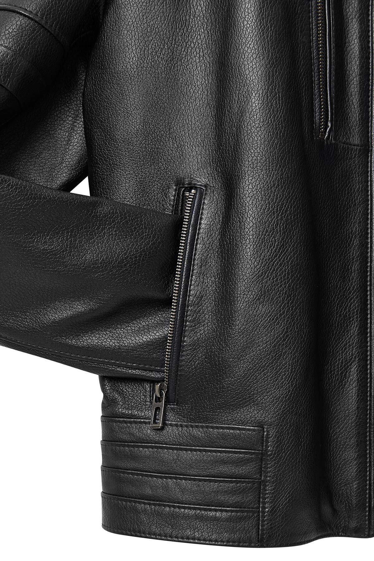 Derimod-Howard Men's Black Leather Jacket 24Wgf6555Cy 7