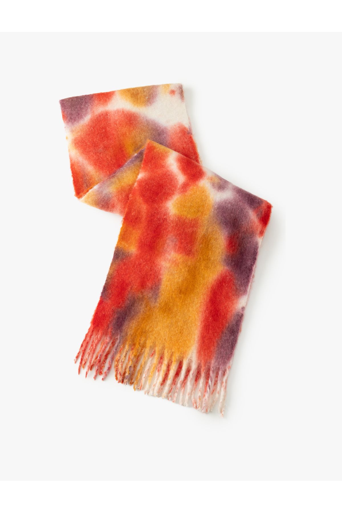 Koton-Soft Textured Long Scarf - Tassel Detail and Abstract Pattern 1