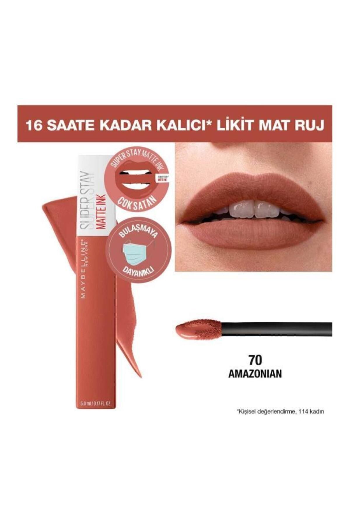 Maybelline New York Super Stay Matte Ink Unnude Likit Mat Ruj - 70 Amazonian - Kahverengi-7