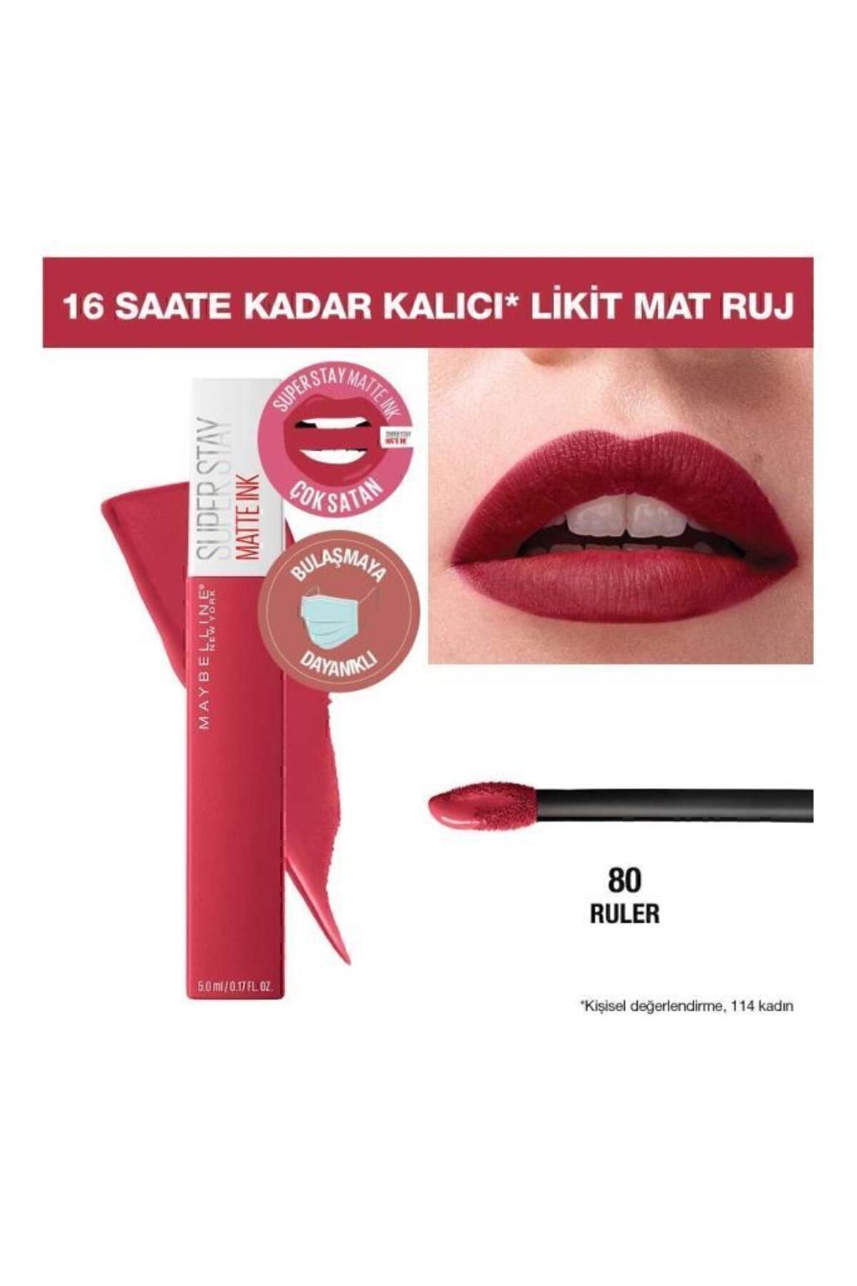 Maybelline New York Likit Mat Ruj - SuperStay Matte Ink Liquid Lipstick 80 Ruler 3600531469481-8