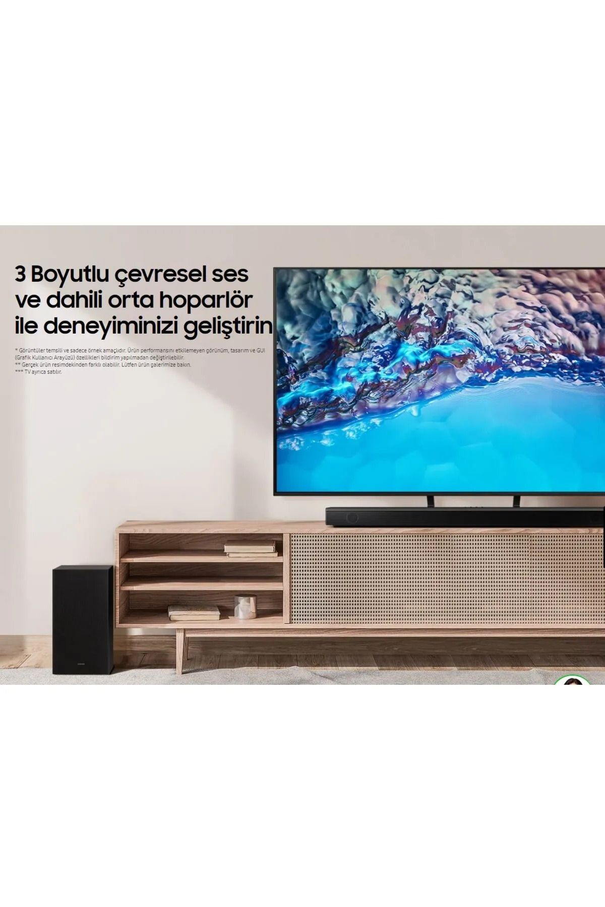 Samsung 3 Boyutlu Çevresel Ses DTS Virtual X & Dolby Audio Game Mode, Derin ve Zengin Bas 430W 3.1 Soundbar