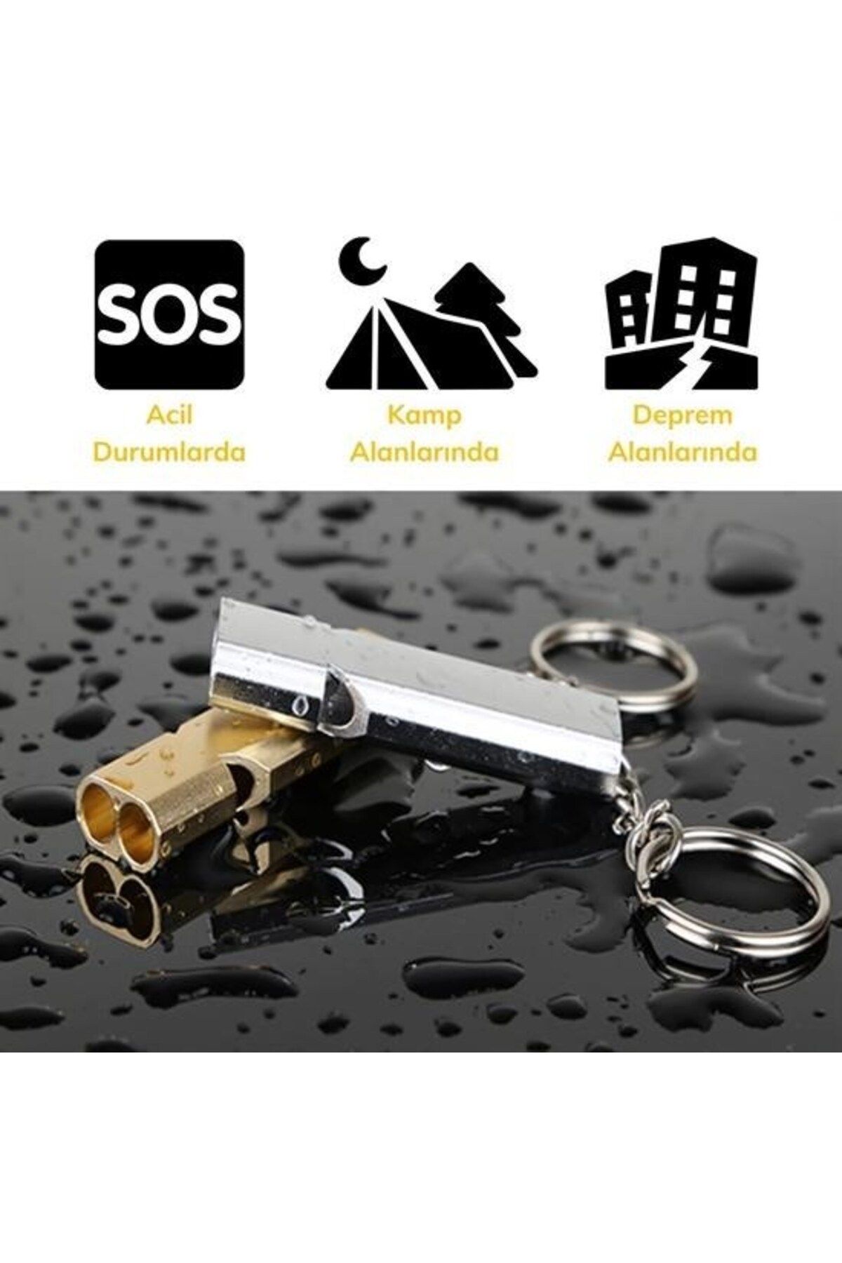 Buffer-®   Sos Emergency Survival Whistle Aluminum Whistle Keychain Camping Hiking Accessory Tools 6