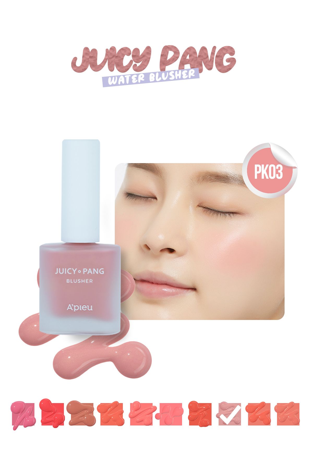 Missha Meyve Kokulu, Nemlendirici Etkili, Doğal Görünümlü Sıvı Allık A'PIEU Juicy-Pang Water Blusher (PK03)