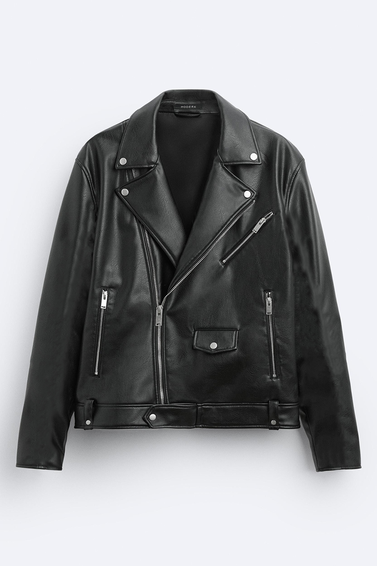 Moderk  Çapraz Fermuar Erkek Deri Mont - Görsel 3