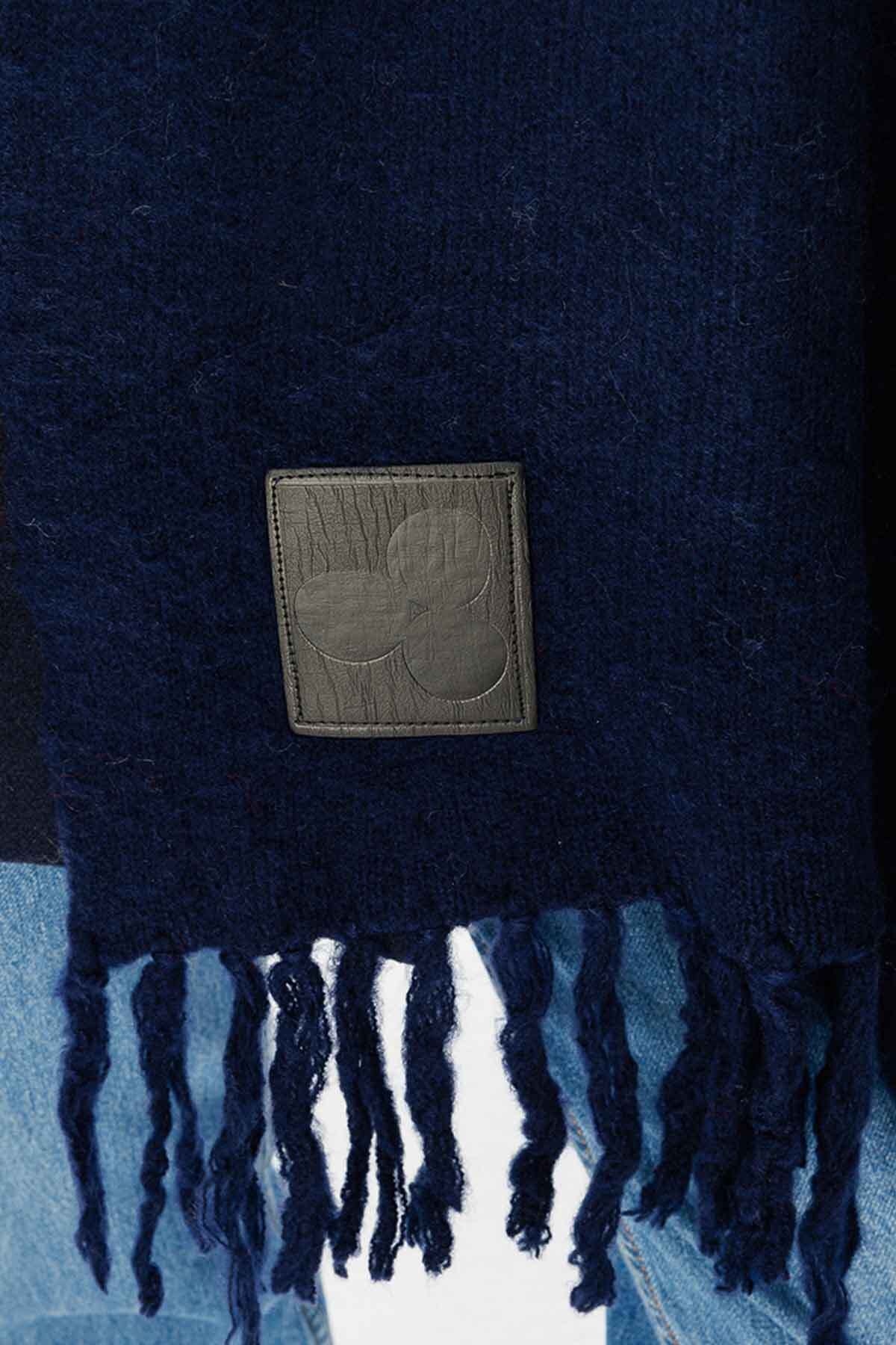 Hooopstore-Raised Navy Blue Scarf 7