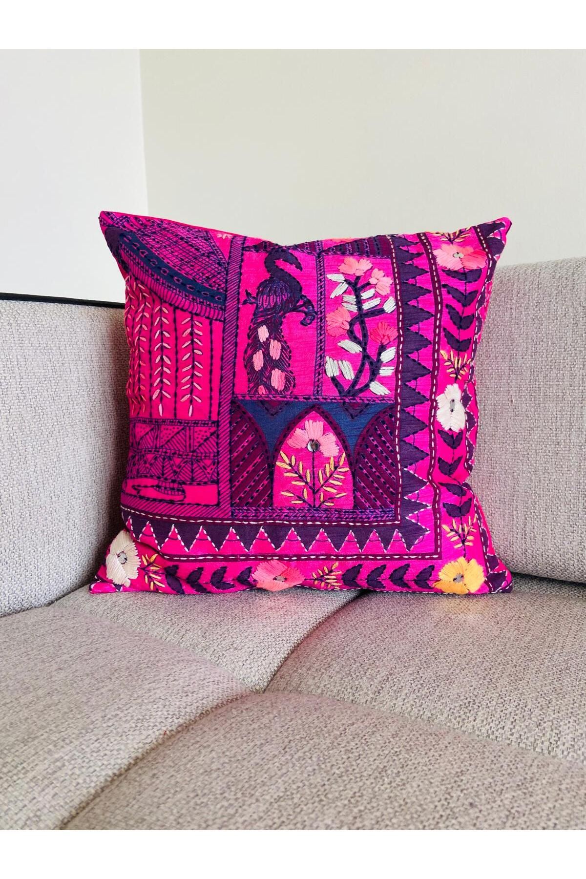 TheBohoHomeDecor-Pocahontas Decorative Throw Pillow - Original Indian Silk Set of 2 Pillowcases 4