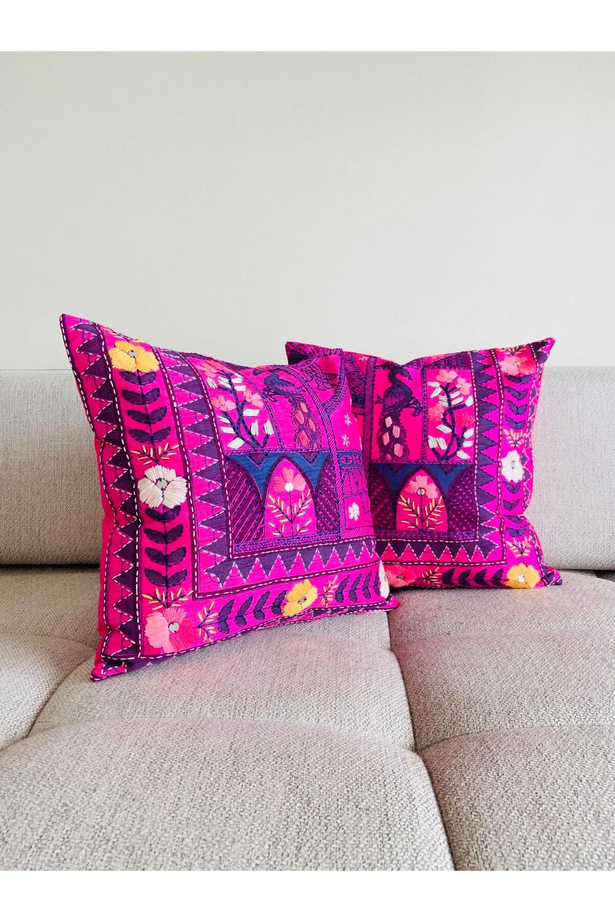 TheBohoHomeDecor-Pocahontas Decorative Throw Pillow - Original Indian Silk Set of 2 Pillowcases 3