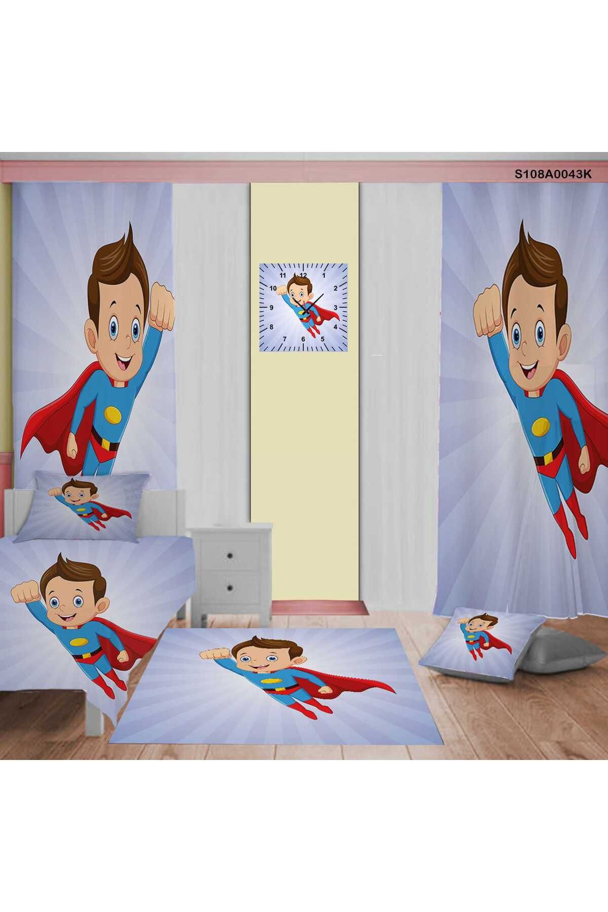 A2ZTR-Super Children's and Baby's Room - Curtain, Bedspread, Carpet, Square Wall Clock, Pillow and Dirty Cover 1