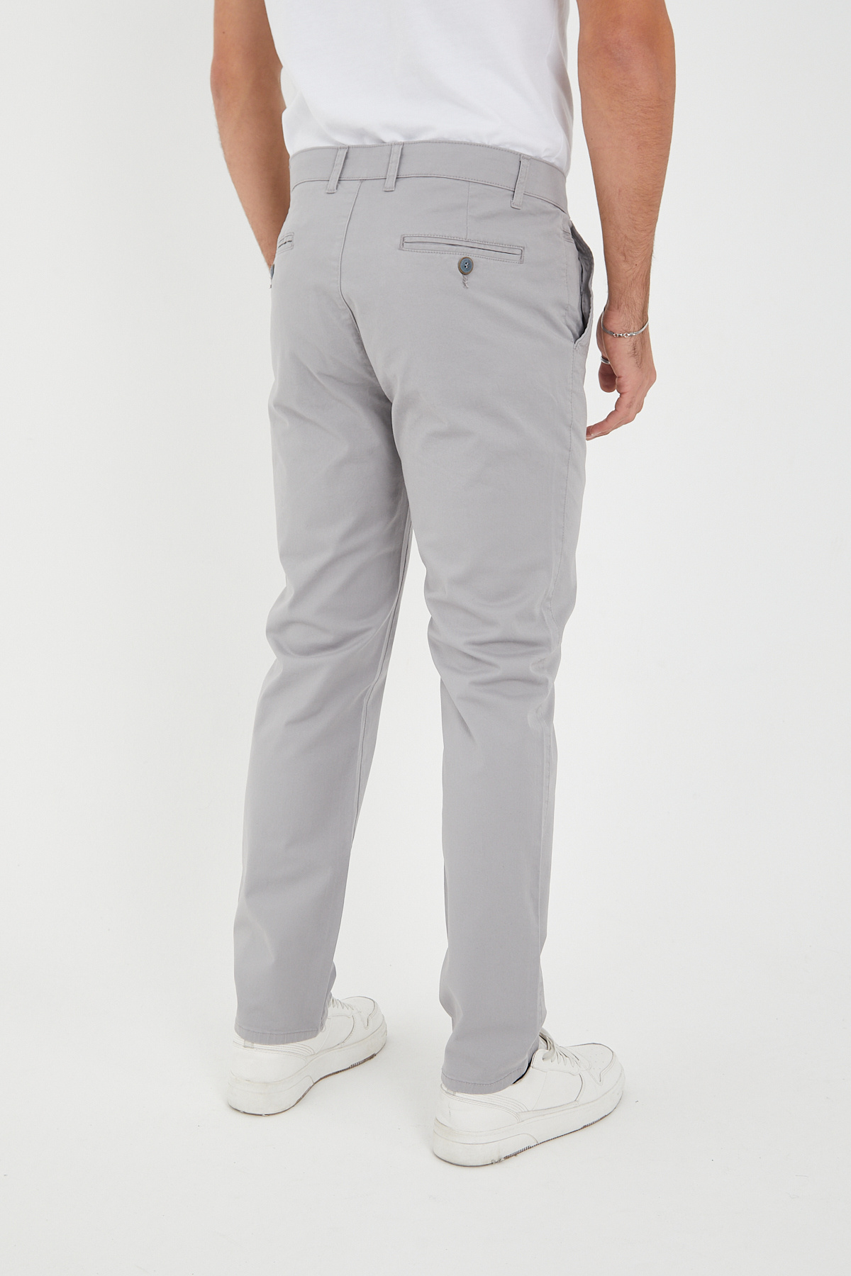 BROCARD  Kışlık Gabardin Chino Pantolon Regular Fit Erkek Açık Gri - Görsel 8