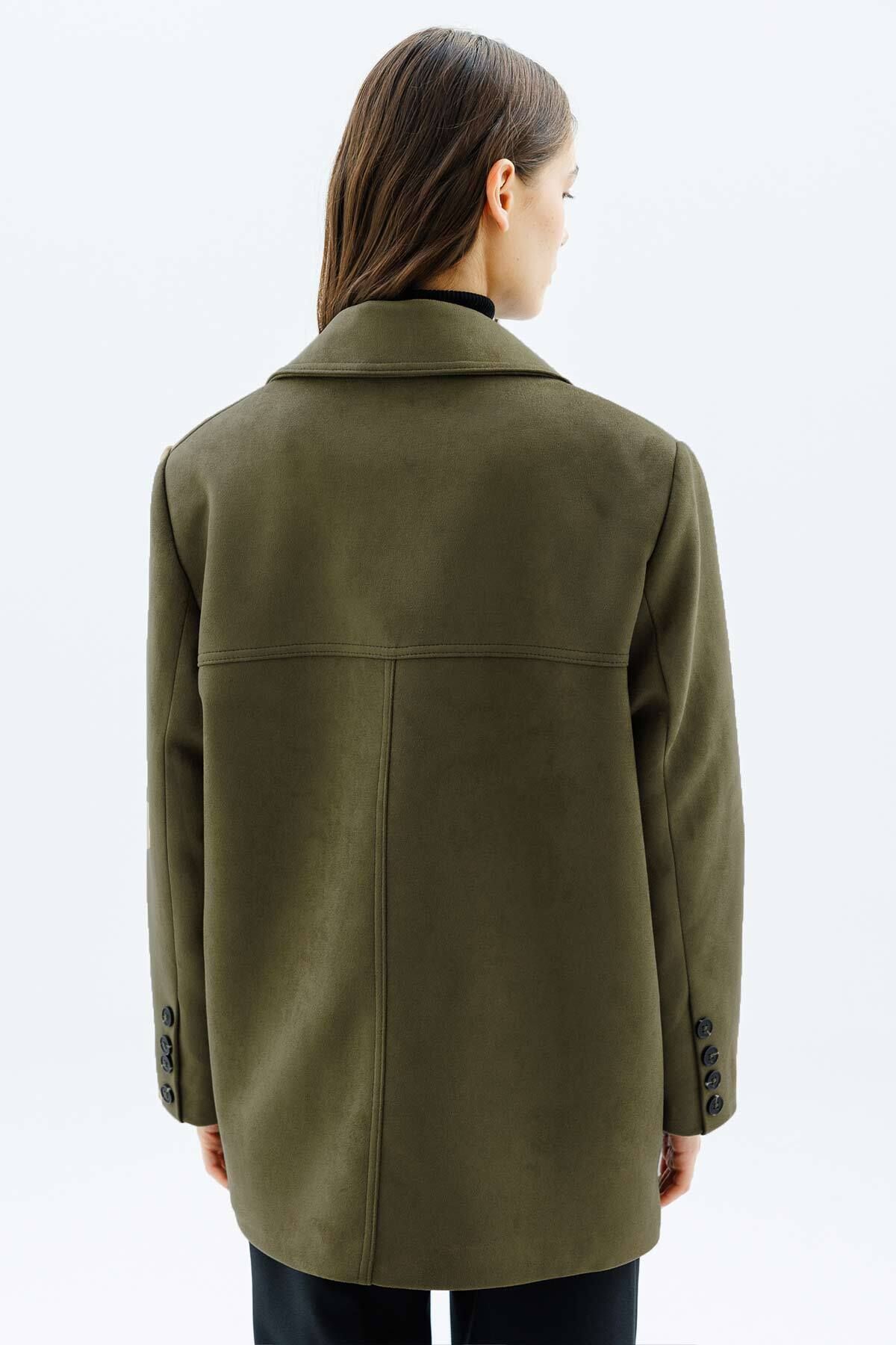 Hooopstore-Khaki Suede Jacket with Pocket Detail 8