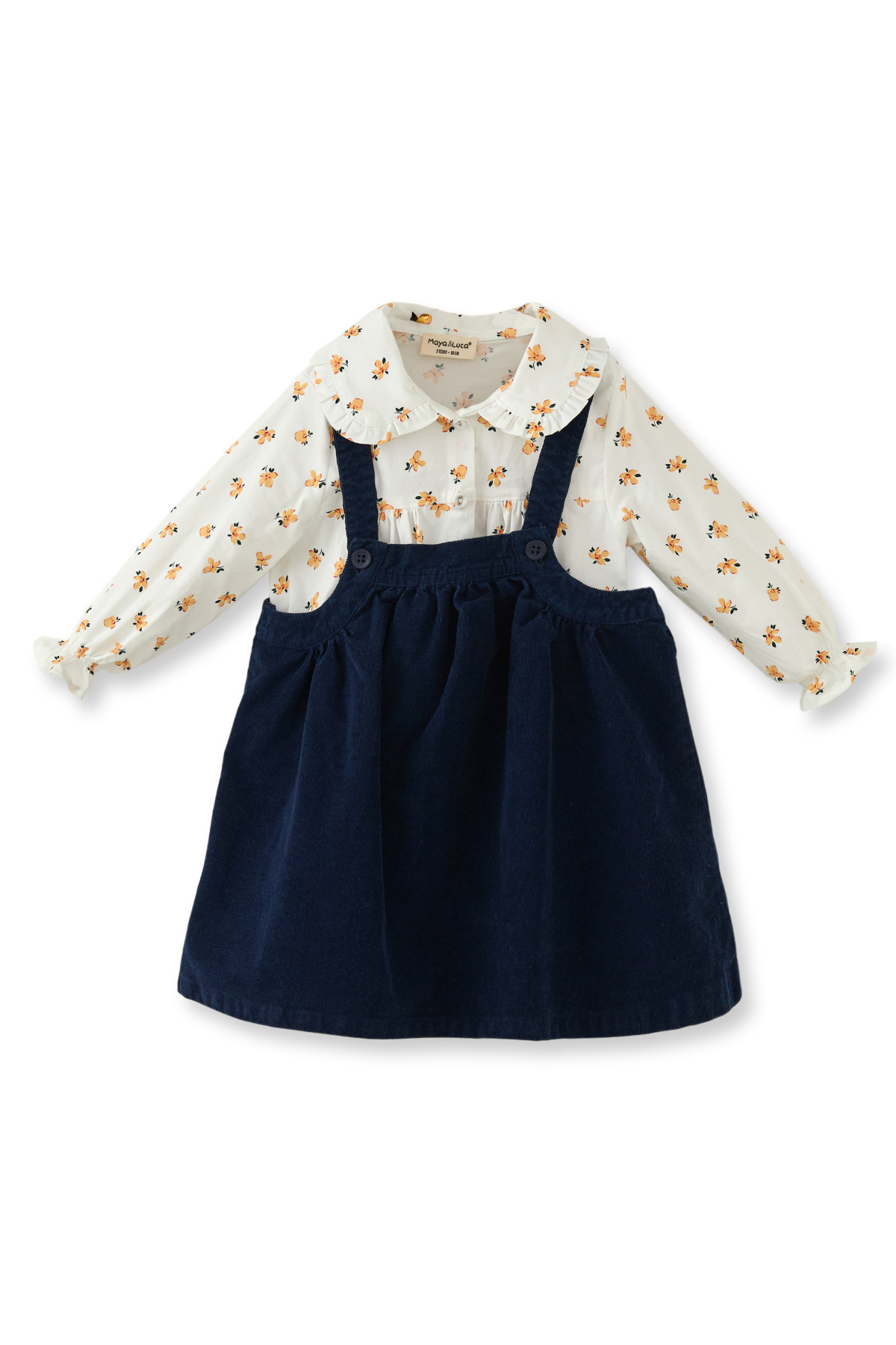 Maya And Luca Kız Çocuk İkili Takım Jile Gömlek Çiçekli %100 Pamuk fotoğrafı 2 (önizleme)