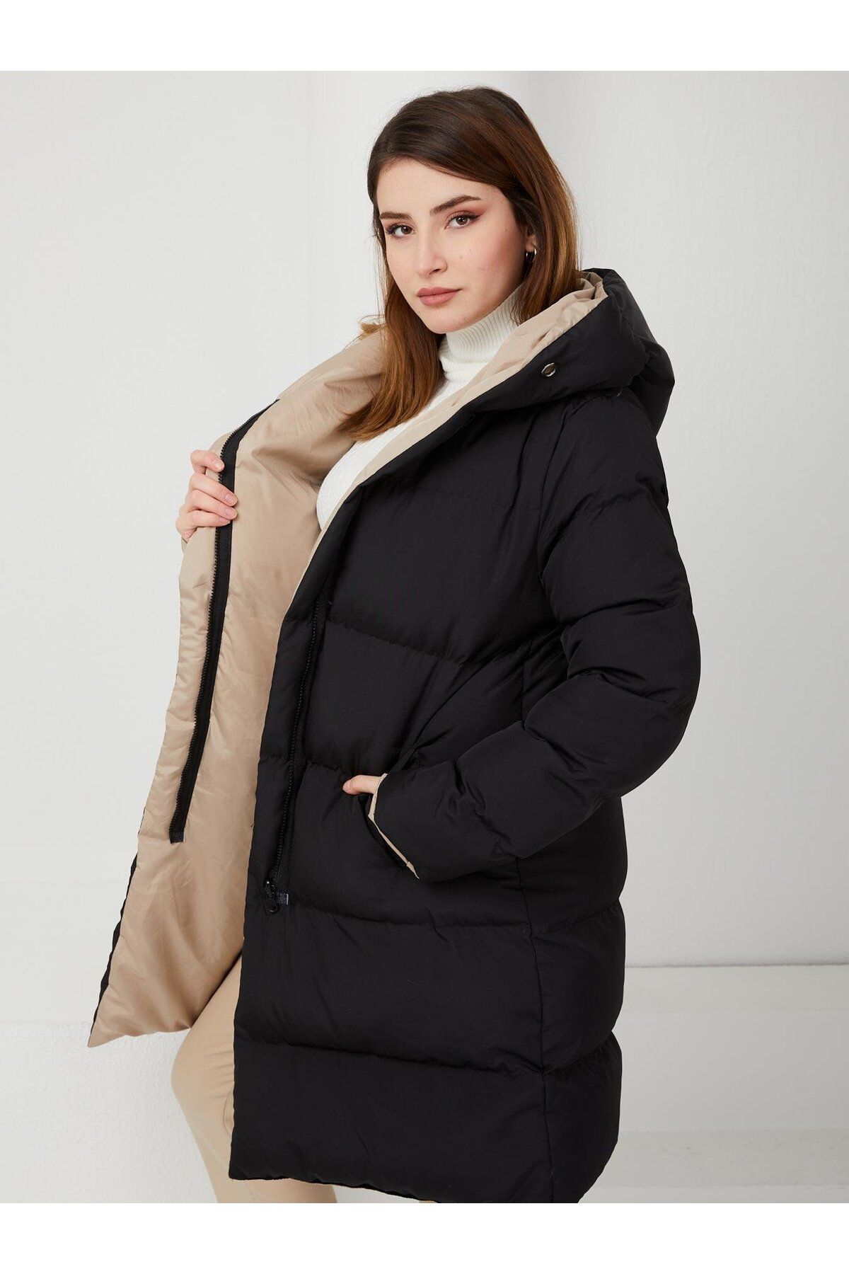 Olcay-Zweifarbige doppelseitige Pufferjacke mit Kapuze BLACK-STONE 5371 3