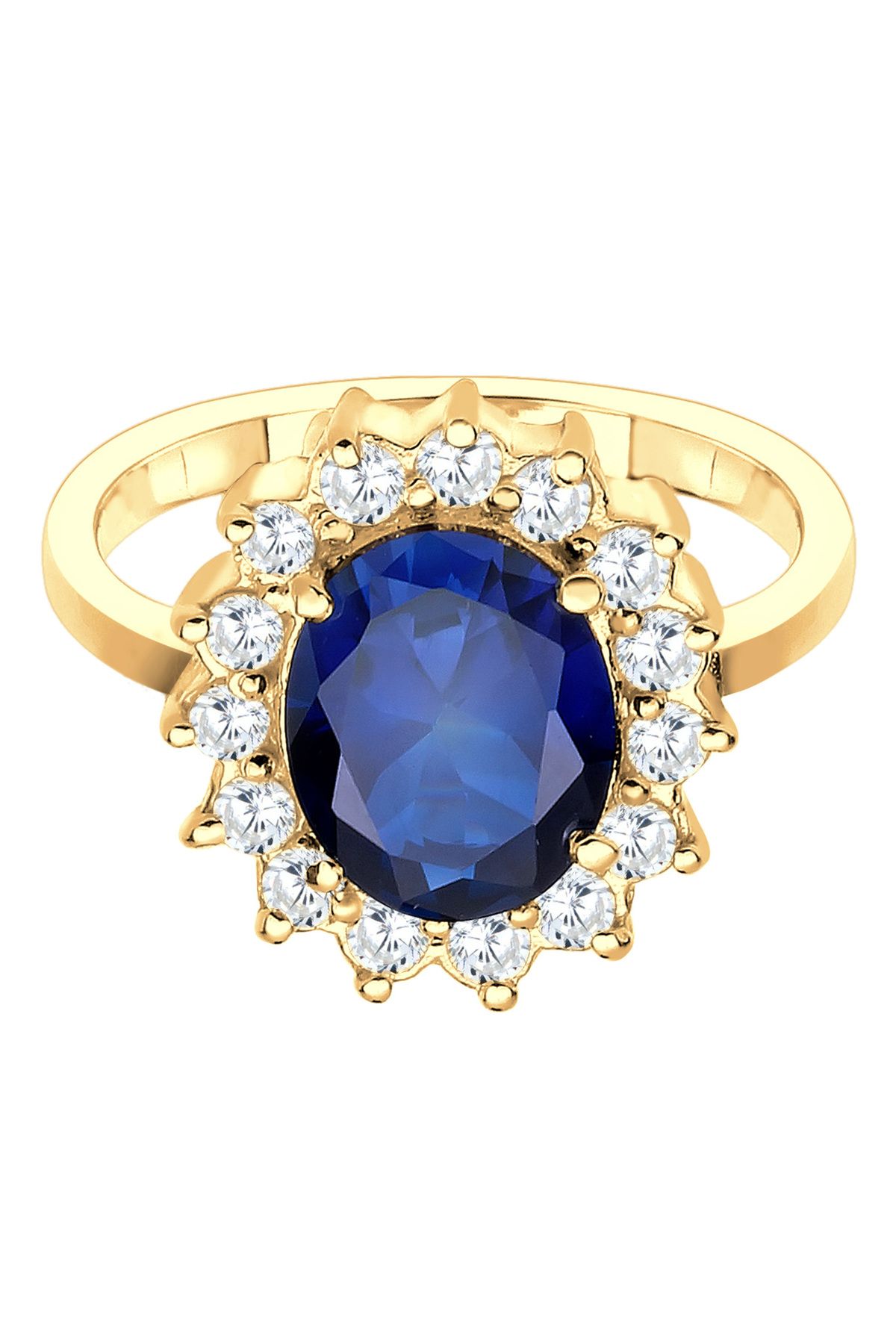 ELLI-Ring Damen Cocktail Royal mit synthetischem Saphir und Zirkonia in 925 Sterling Silber 2