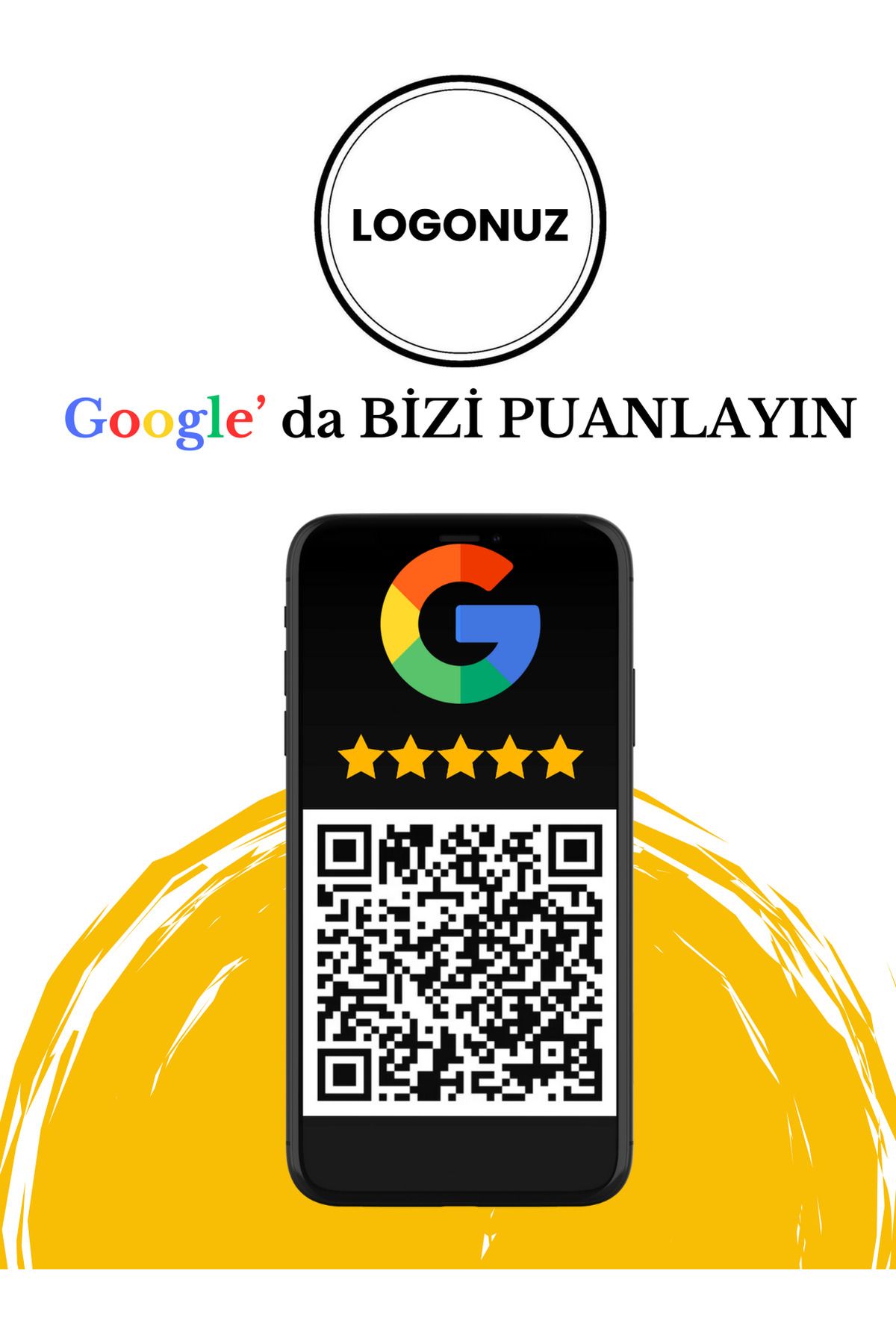 bugabags Google Yorum-Puan QR L Tipi Pleksi Stand