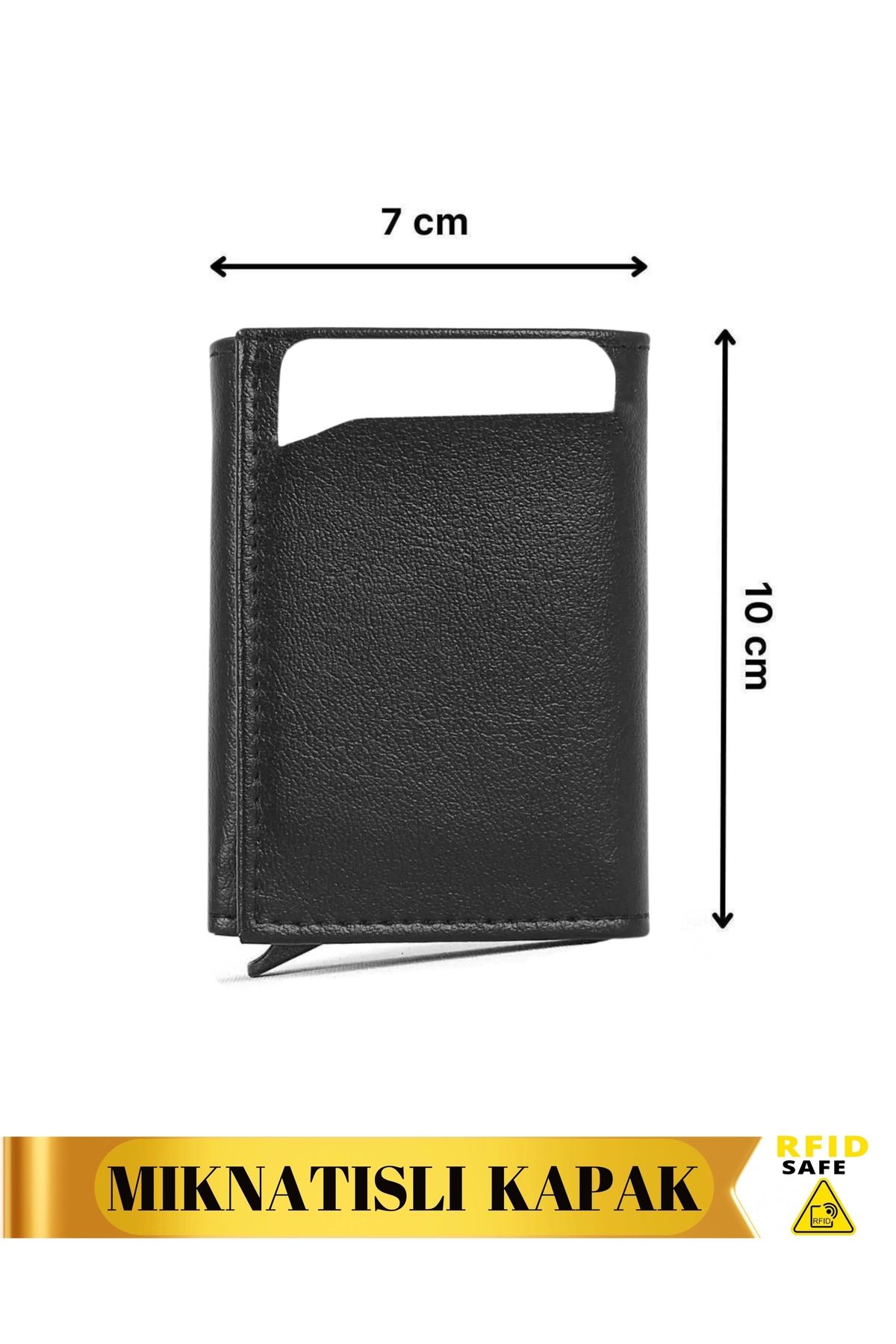 VANİLLA COLLECTİON-Unisex Vegan Leather - Cash Compartment, Mechanism Card Holder, Magnetic Closure, Black Wallet Portfolio 4