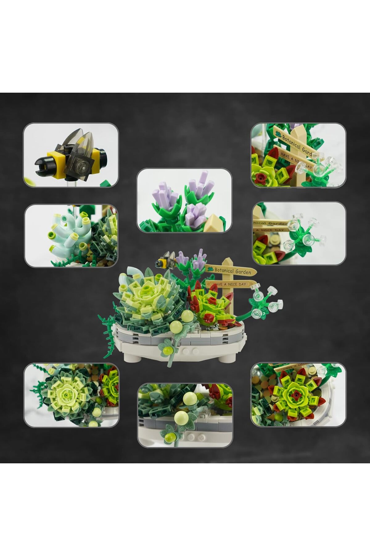 مایکرو بلوک‌های ساختنی جشن گل هدیه، ۳۸۹ تکه، مجموعه پازل گلدانی قابل جمع‌آوری