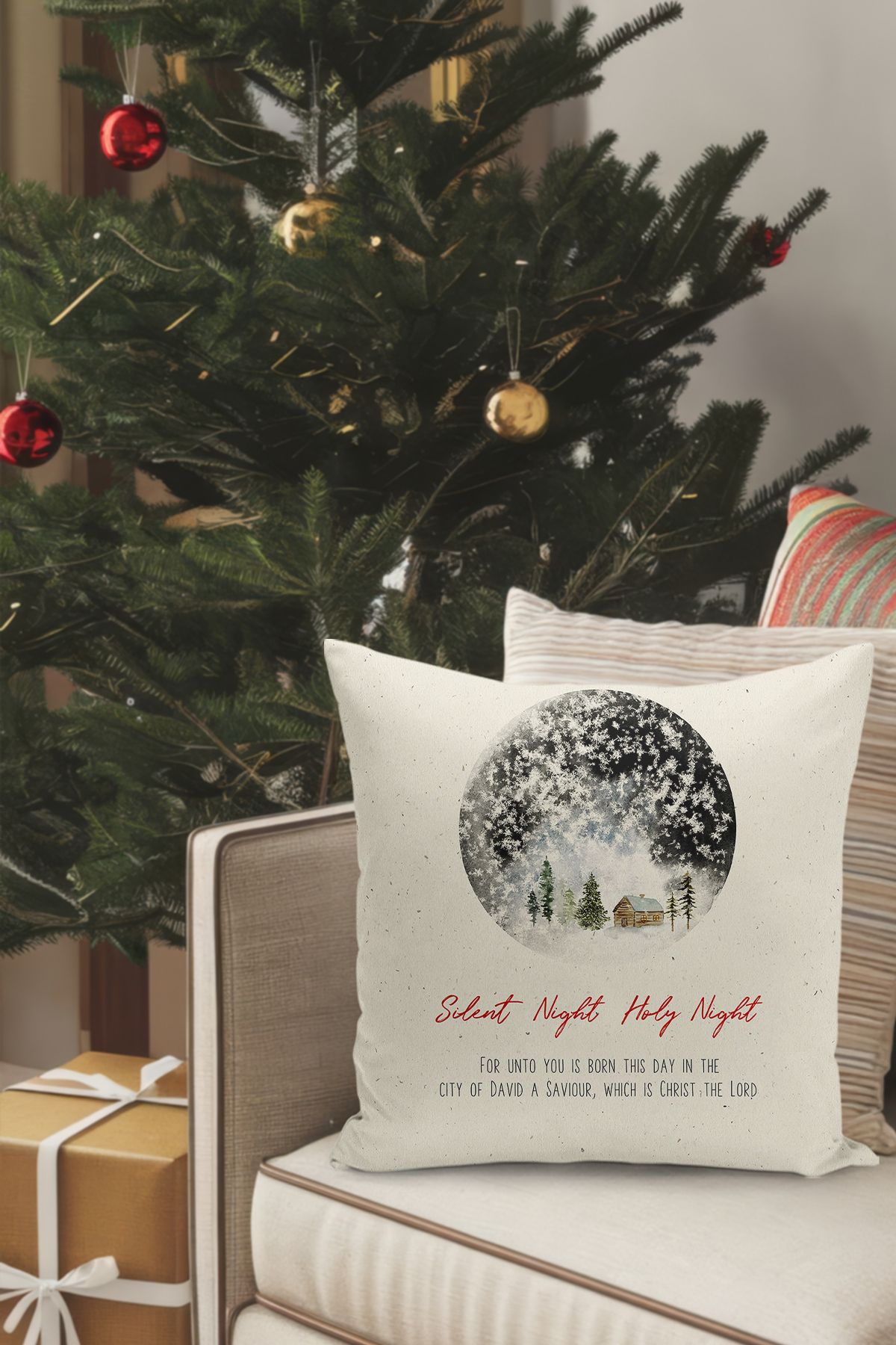 Filamente-Christmas Themed Throw Pillow Cover / Christmas - Christmas Cushion Cover (Double-Sided Printed - Hidden Zipper) 2