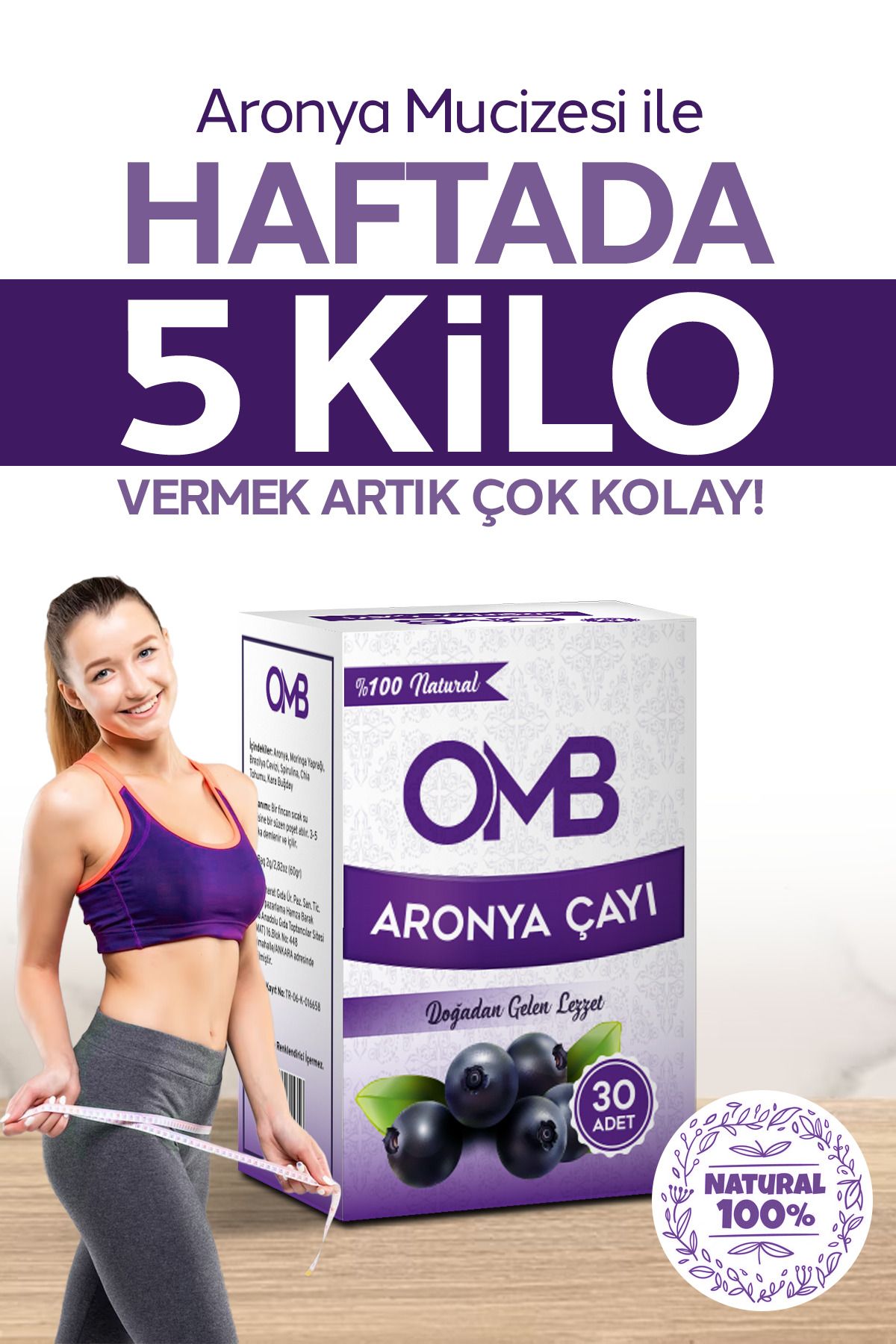 OMB Zayıflama1 Kilo Verme Diyet Form Çayı & Iştah Kapatıcı Tok Tutucu, Özel Karışımlı Aronya Çayı