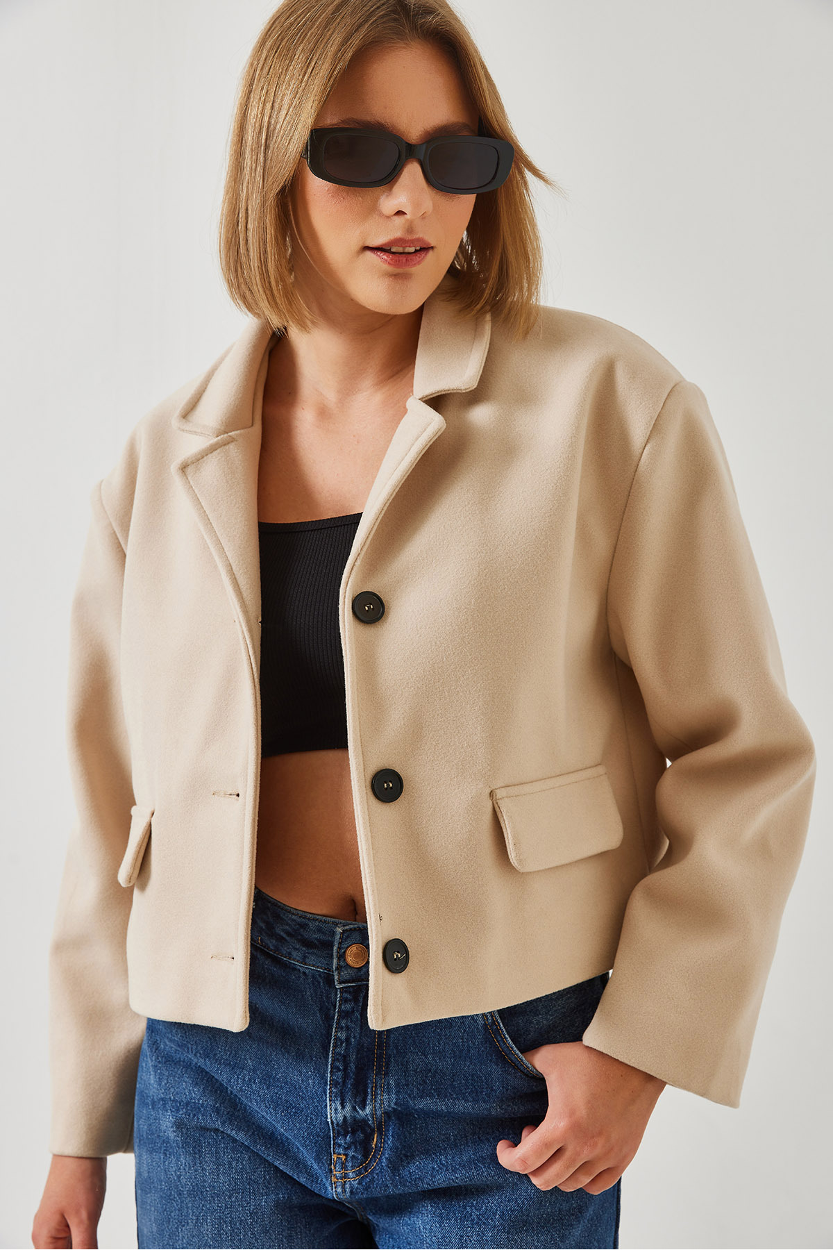 Bianco Lucci  Kadın Kısa Crop Ceket 2624 60261013 - Görsel 2