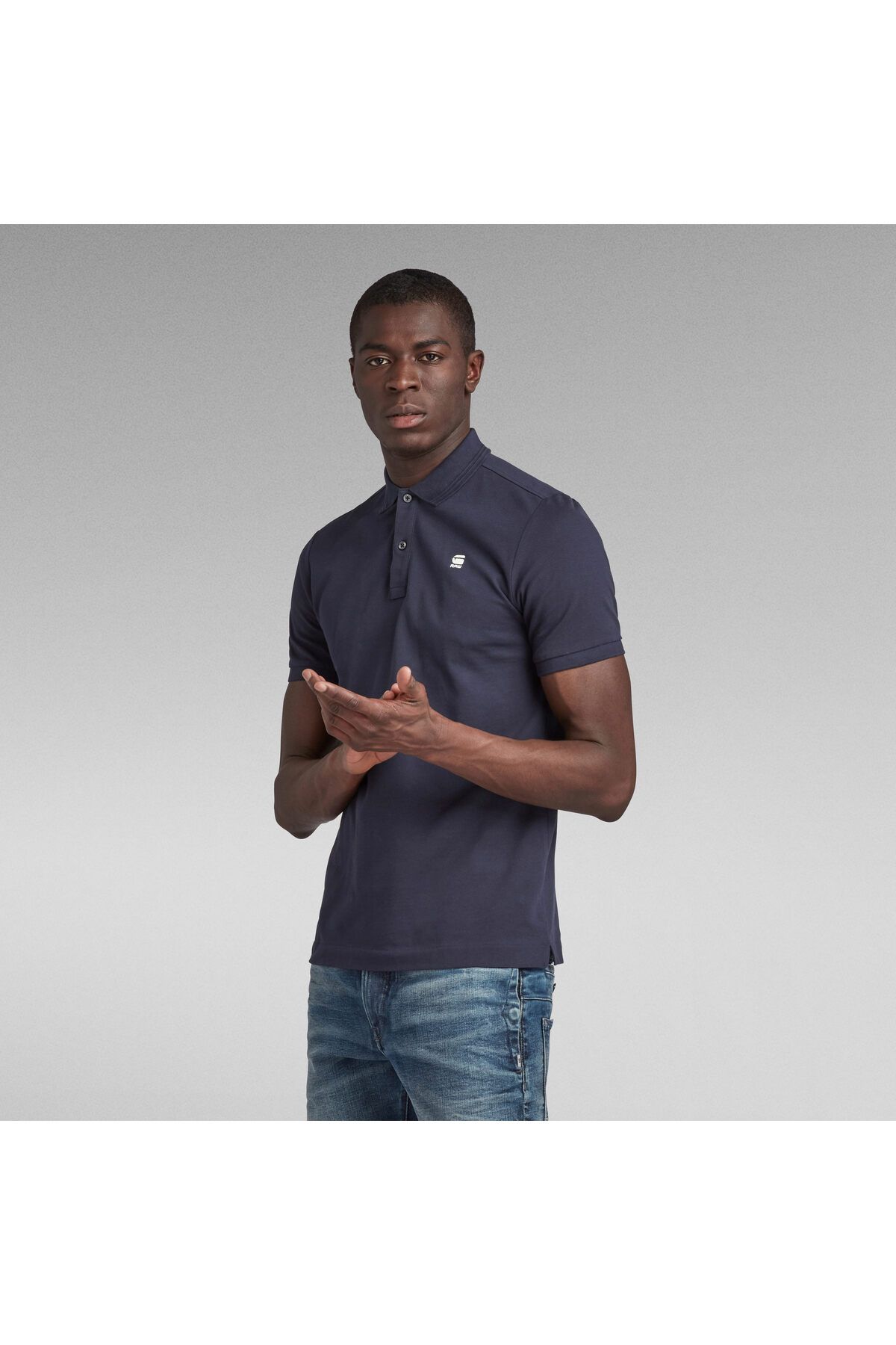 تی شرت یقه پولو آبی مردانه G STAR RAW چوگان اورجینال G-STAR RAW