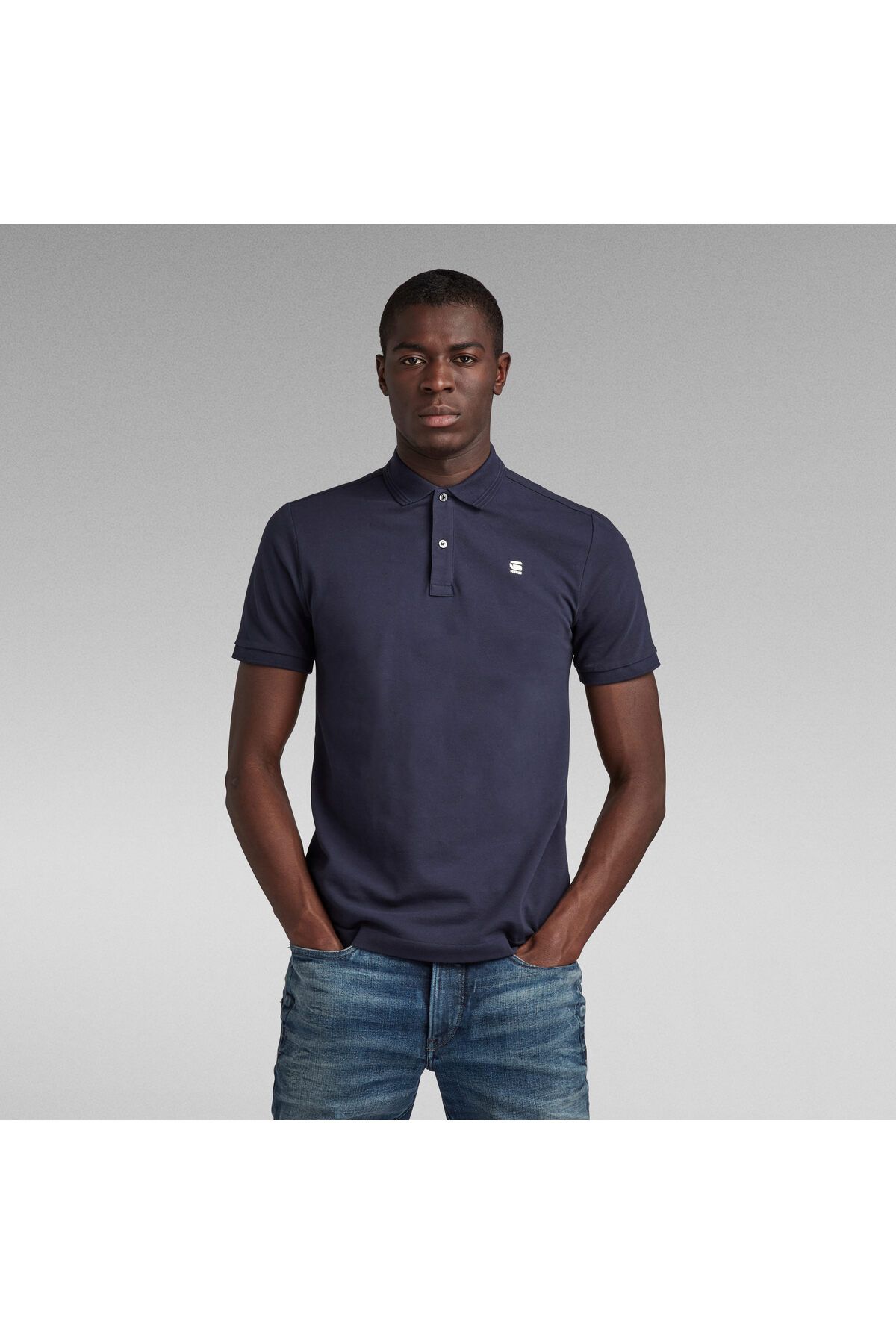 تی شرت یقه پولو آبی مردانه G STAR RAW چوگان اورجینال G-STAR RAW