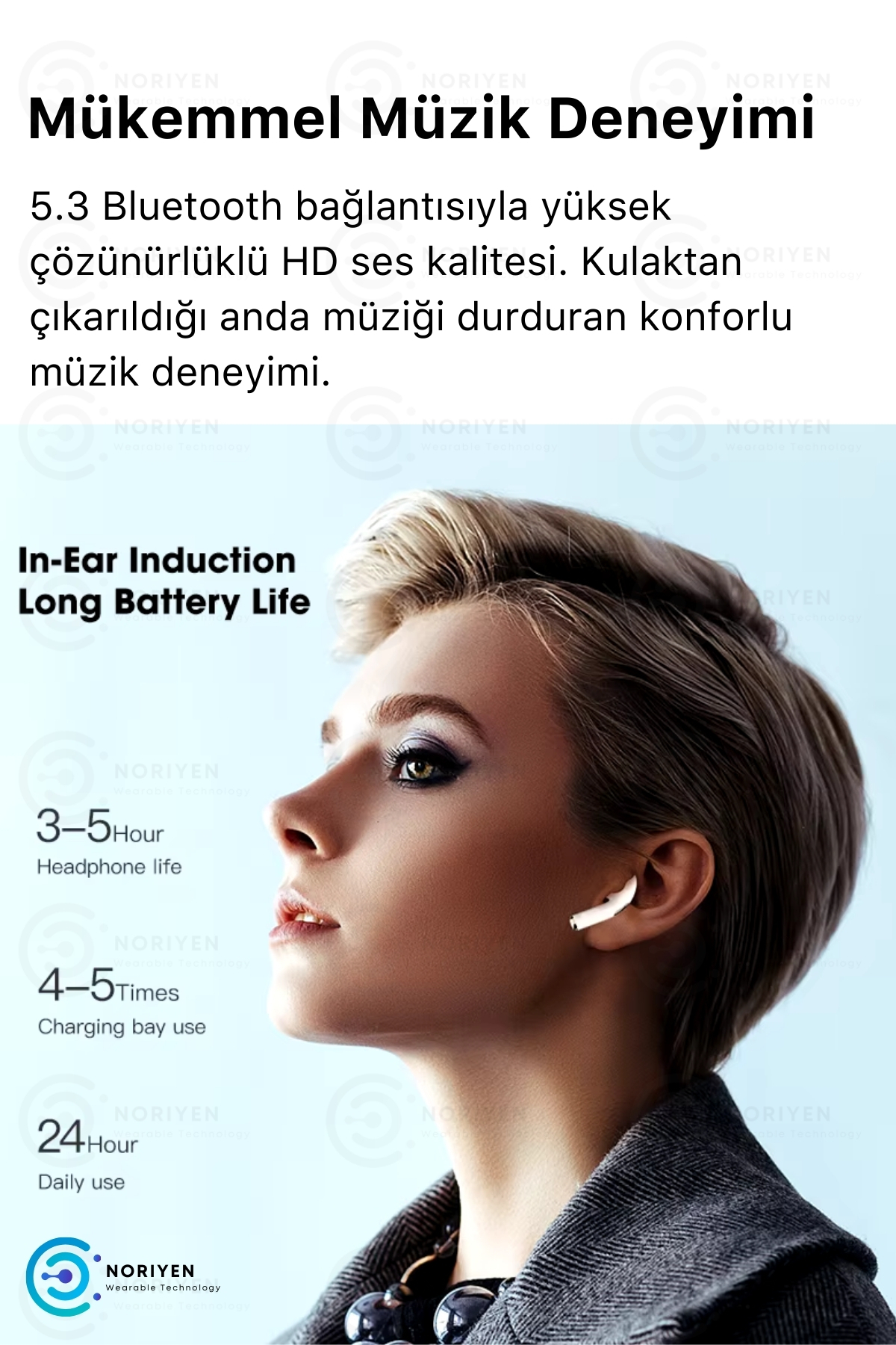 Premium Serisi White 2 Model IOS Android Uyumlu Aktif Gürültü Engelleme Kablosuz Bluetooth Kulaklık