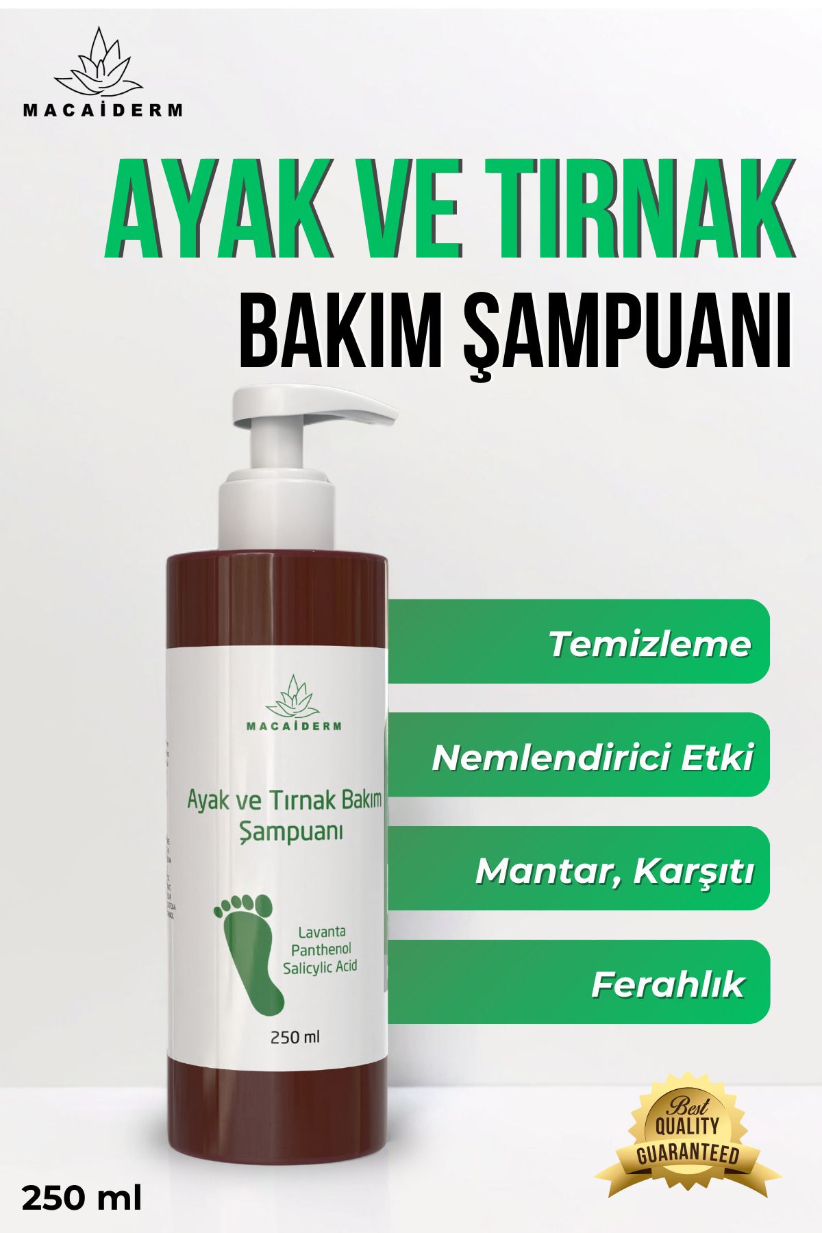 Macaiderm Ayak ve Tırnak Bakım Şampuanı 250 ml