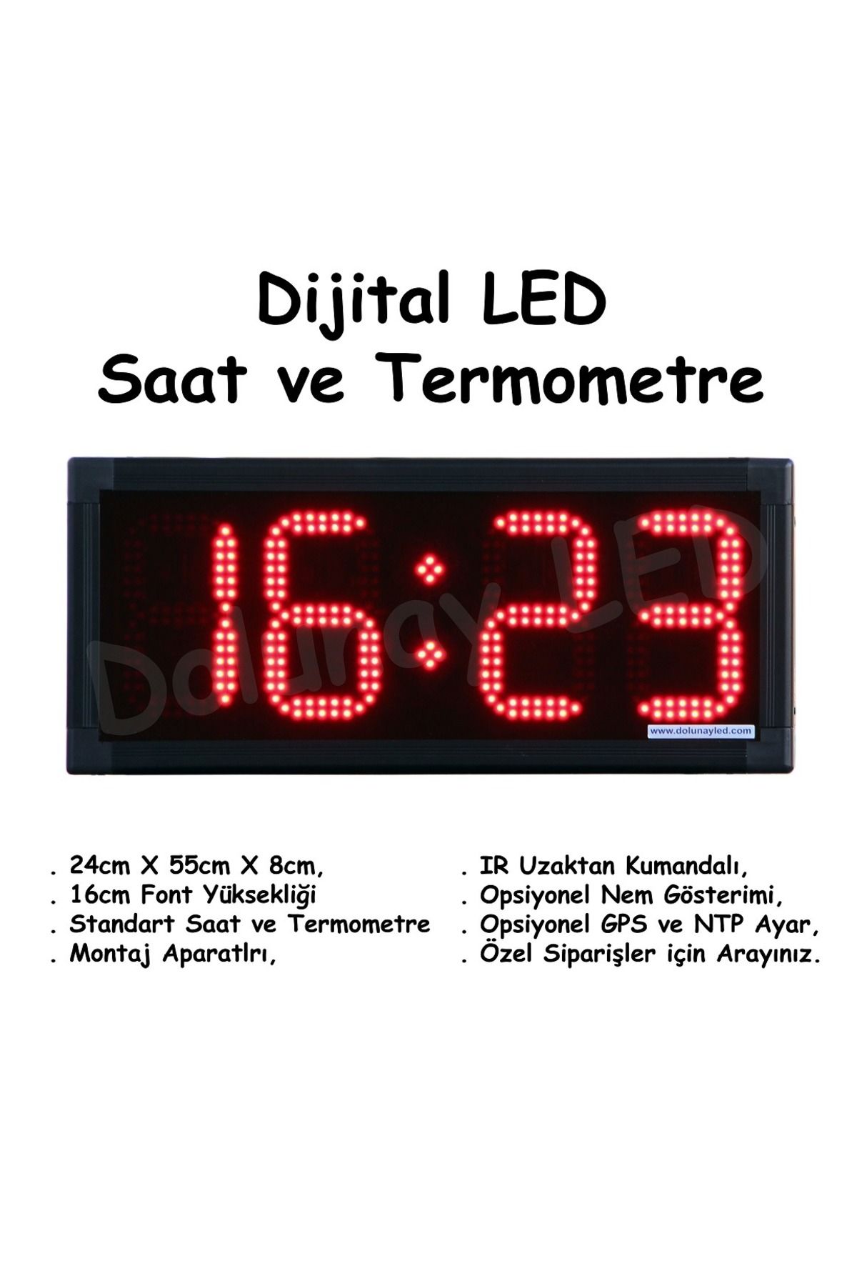 Saatistan Dijital Saat ve Termometre 16cm, Şık ve Fonksiyonel Siyah Tasarım