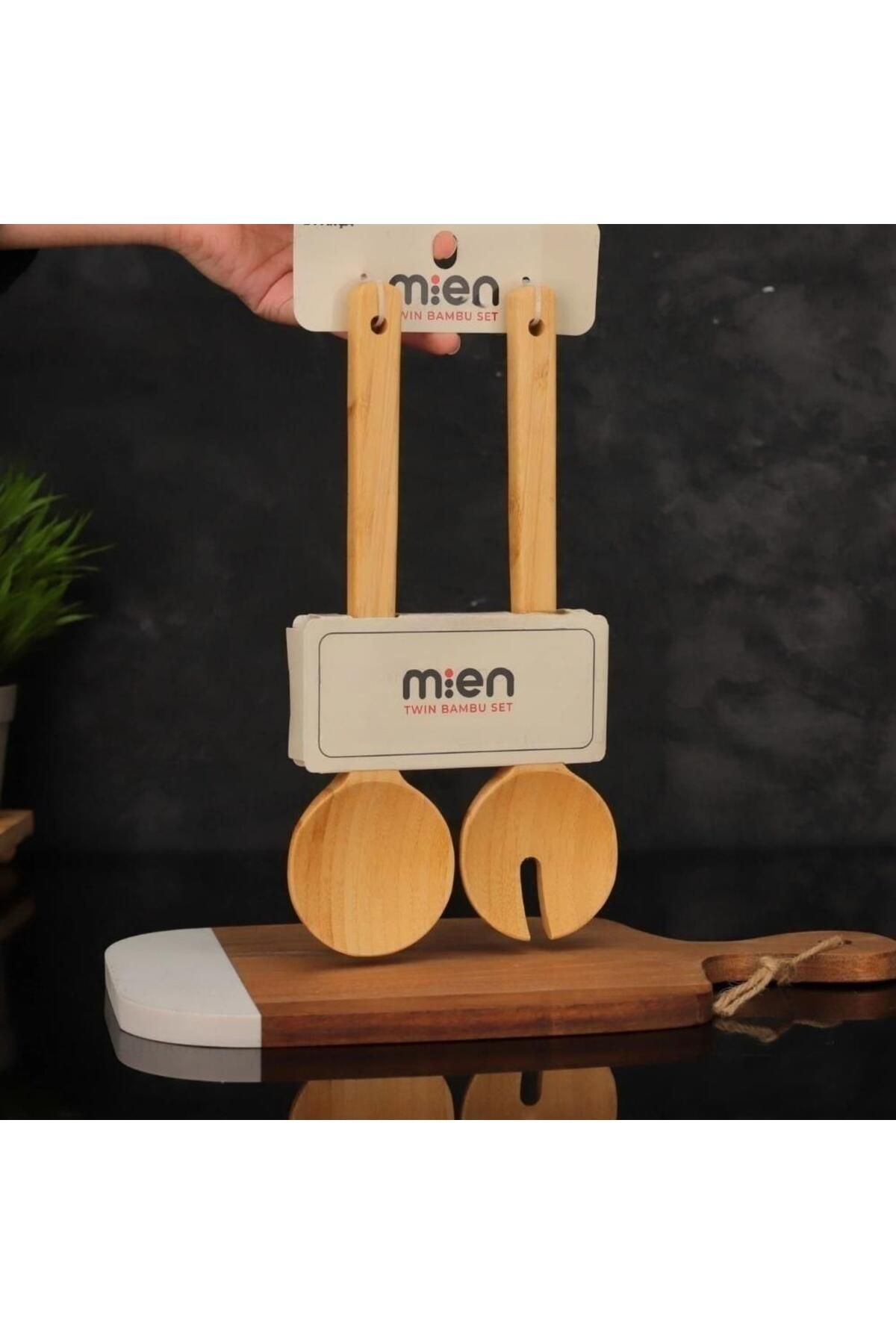 MİEN-Mien Durable Bamboo Salad Spoon Set of 2 - 7B41 4