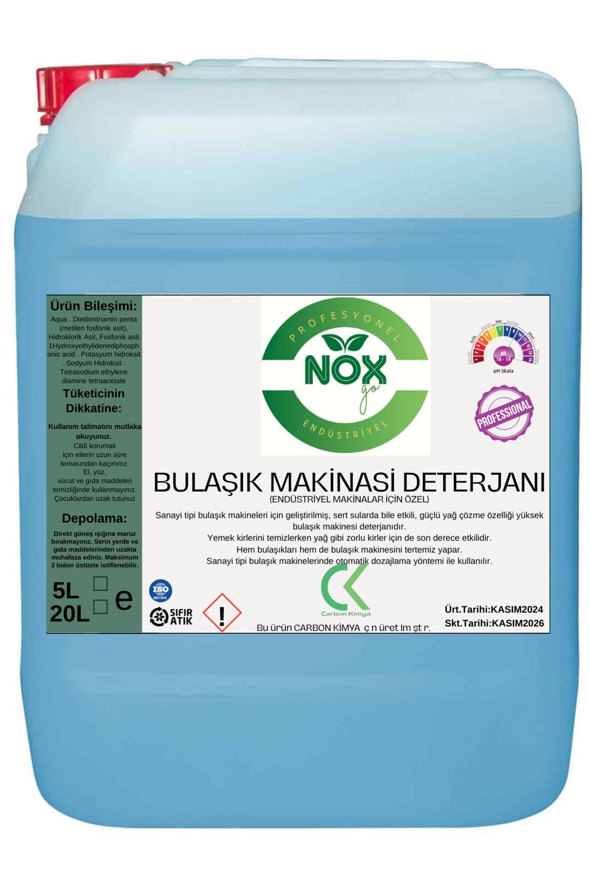 NOX GO Endüstriyel Bulaşık Makinesi Deterjanı 20LT