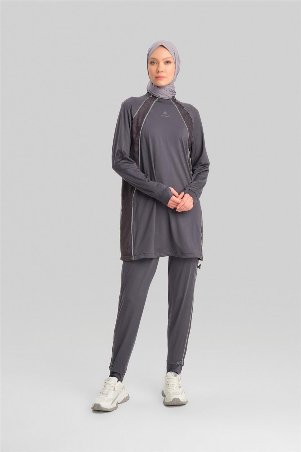 شلوار کمر کشی با بند مچ پا 23K2516 آنتراسیت Armine