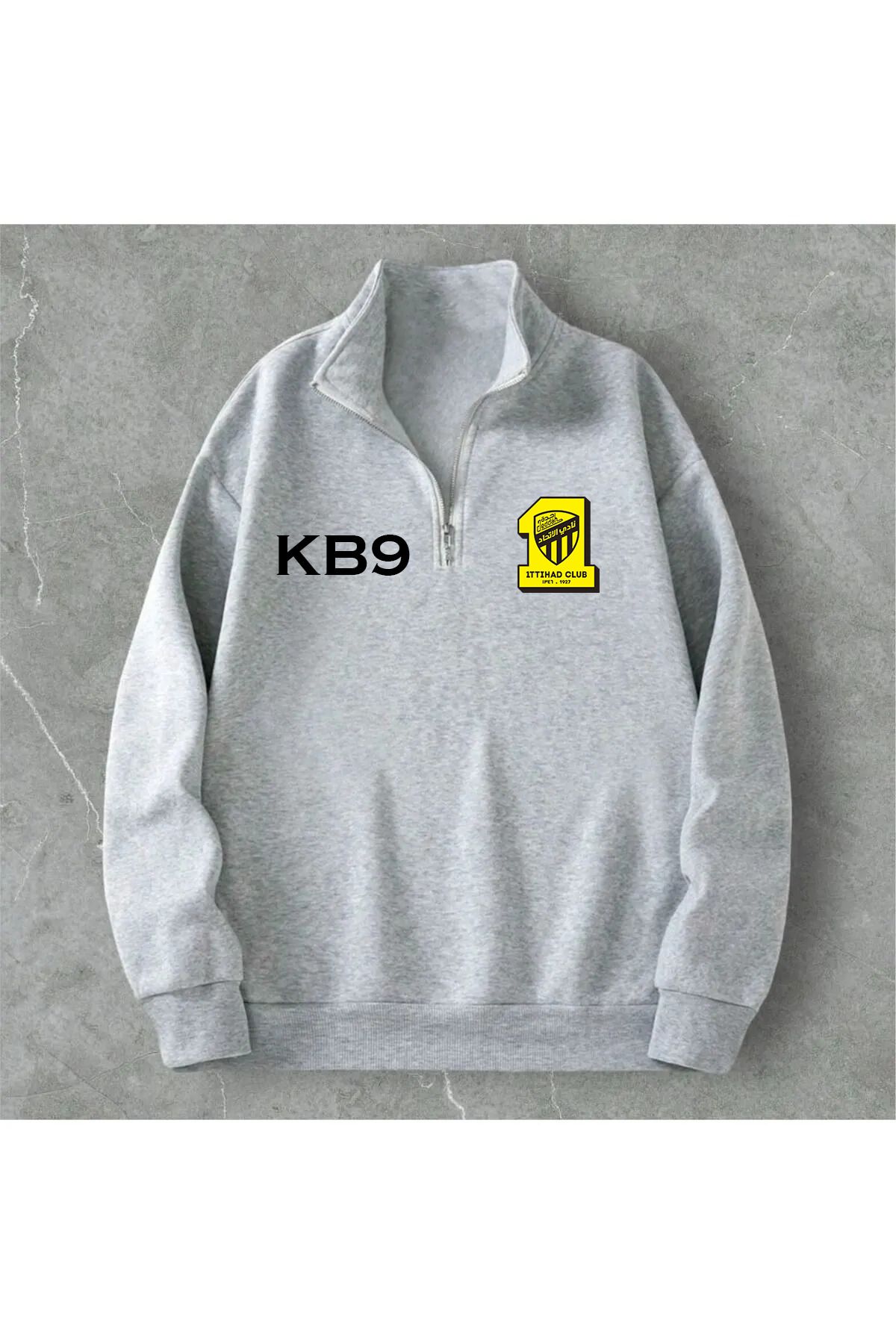 Pisa Art AL İTTİHAD X KB9 ÖZEL TASARIM UNİSEX YARIM FERMUARLI TARAFTAR SWEATSHİRT