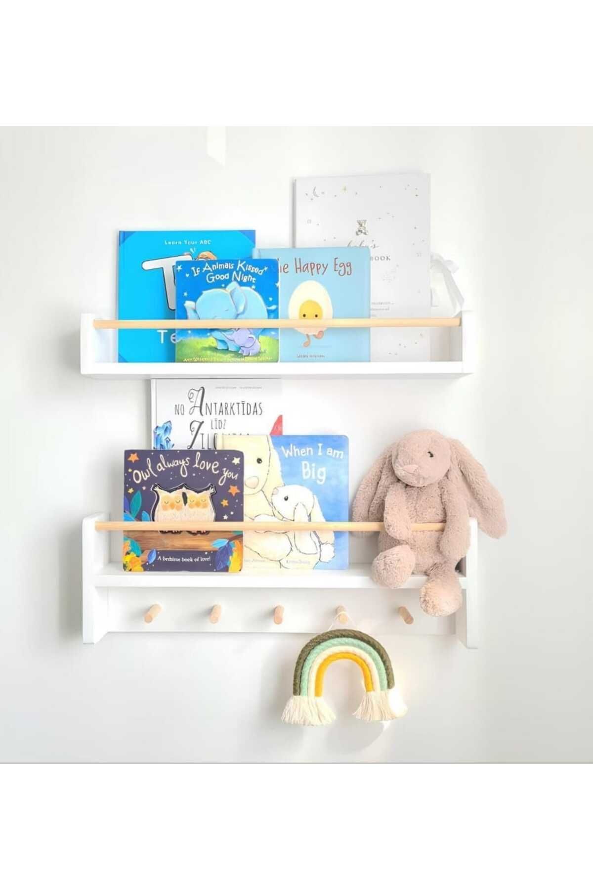 EGN WOODS 70cm montessorie askılık kitaplık baby room organizer ikili set