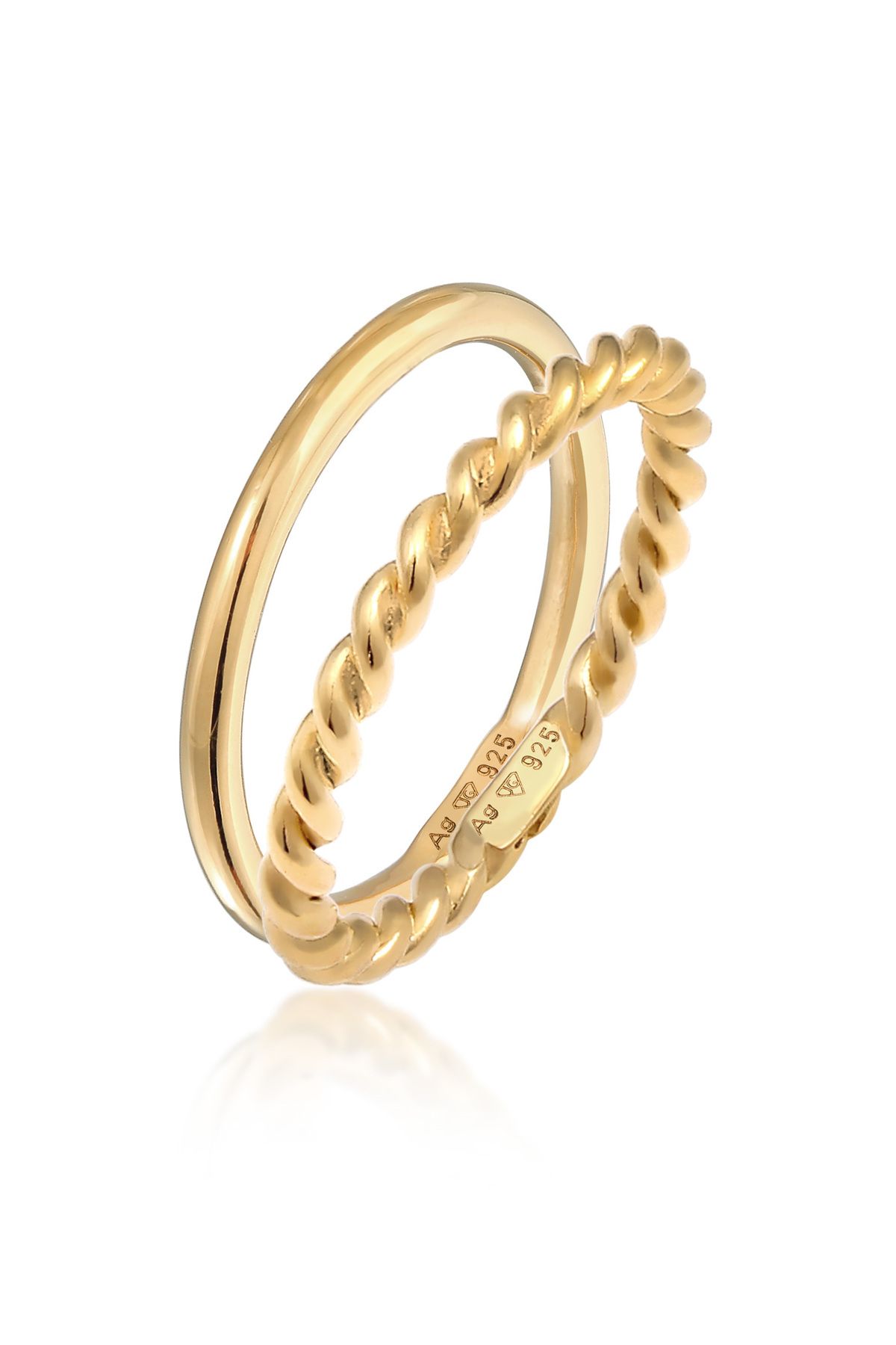 ELLI Ring – 925er Sterlingsilber, Twisted Base, 2er-set für Damen - 54