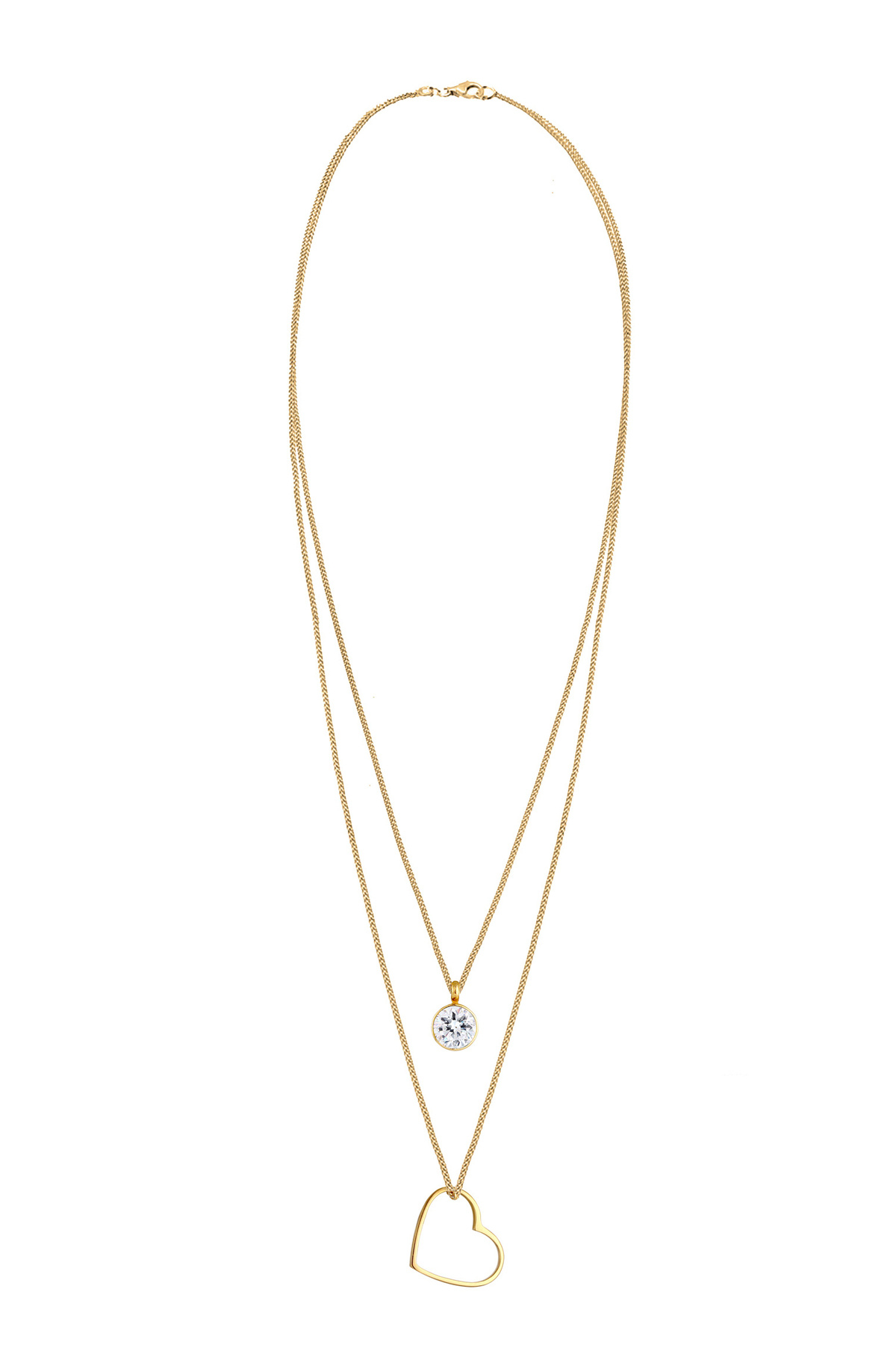 ELLI-Halskette Damen-Lagenkette mit Herzanhänger und Kristall in 925 Silber 3
