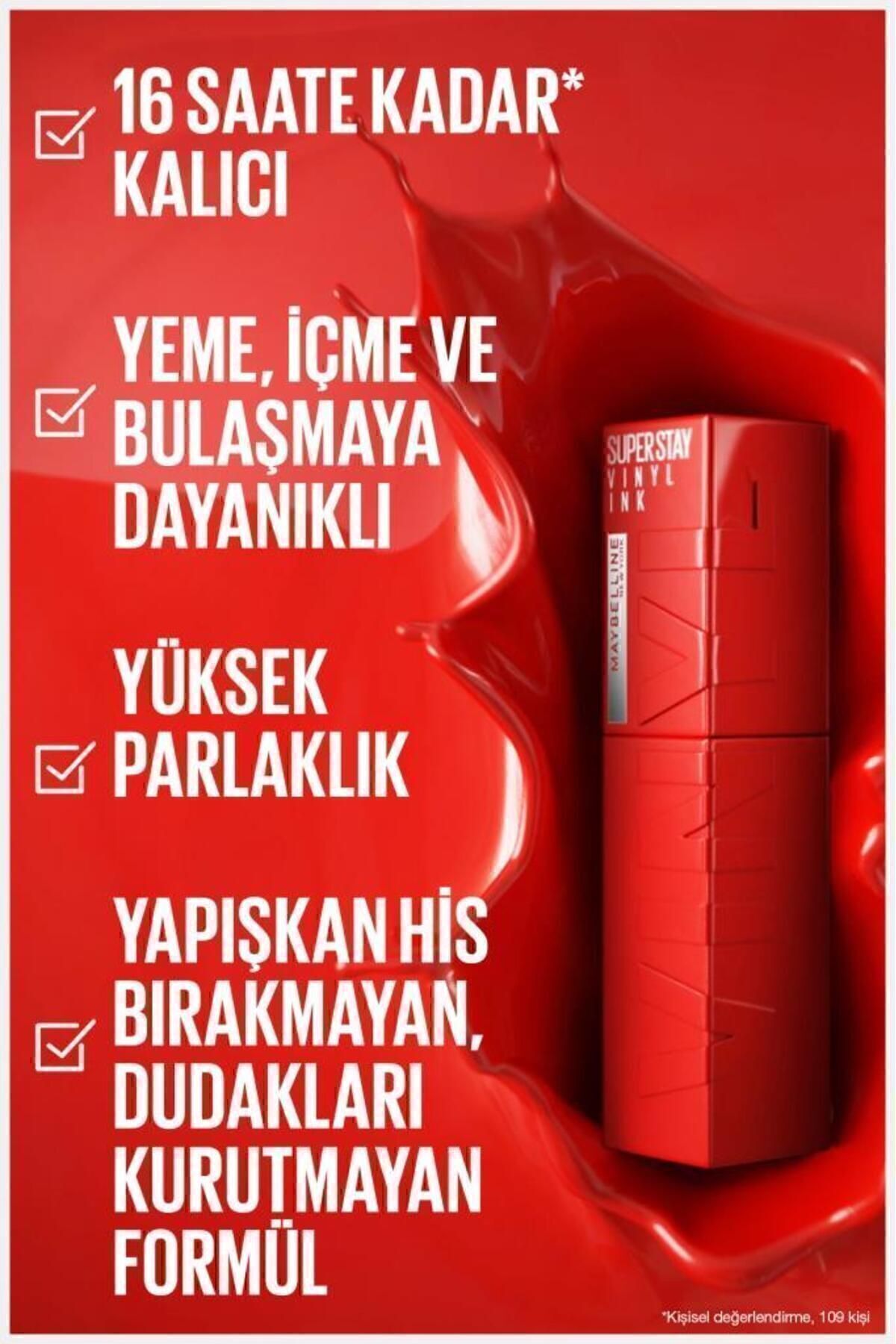 Maybelline New York Super Stay Vinyl Ink Uzun Süre Kalıcı Likit Parlak Ruj 20 Coy-4