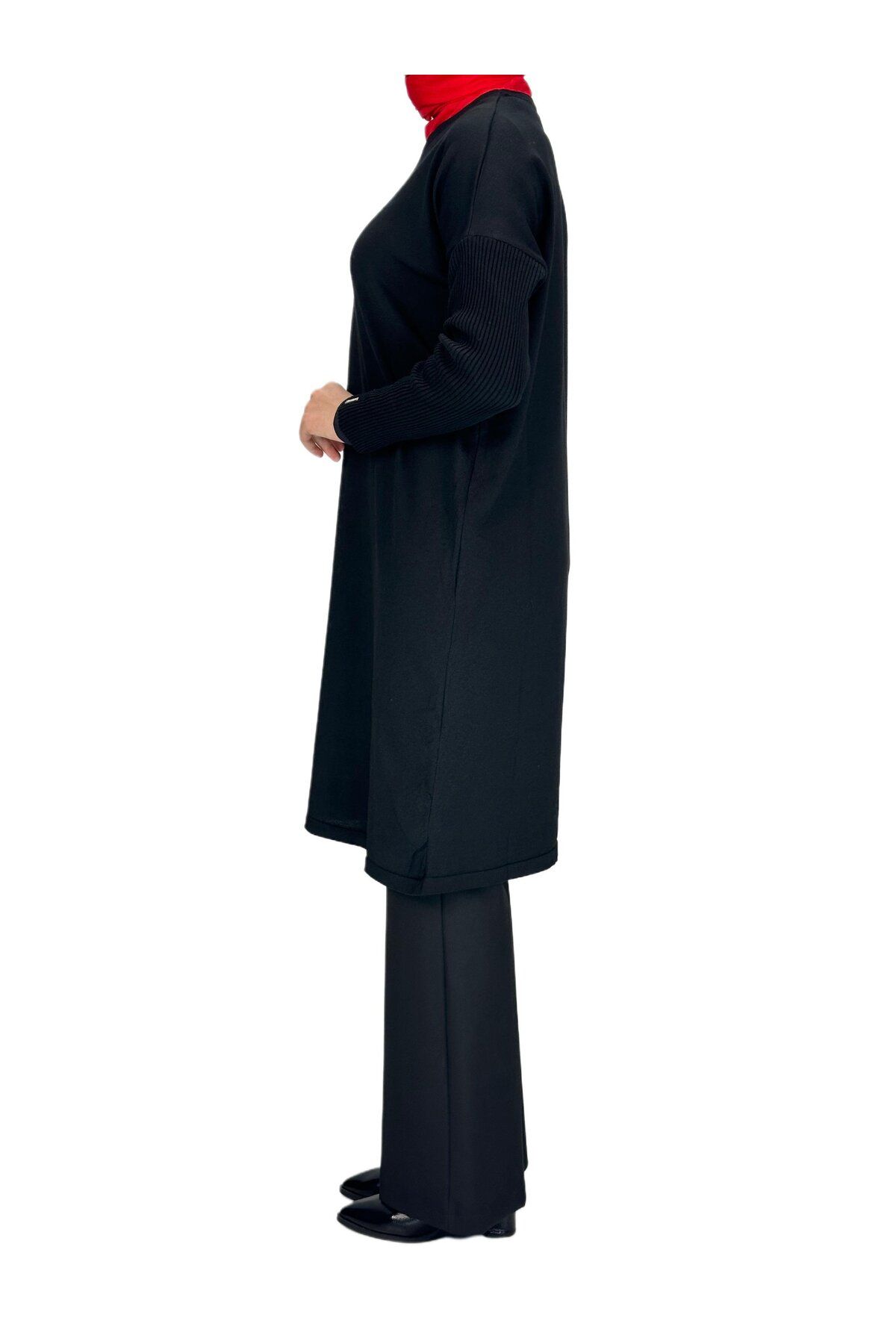 ottoman wear-Mercerized Knitwear Tunic with Black Rayon Sleeves - Otw118 3