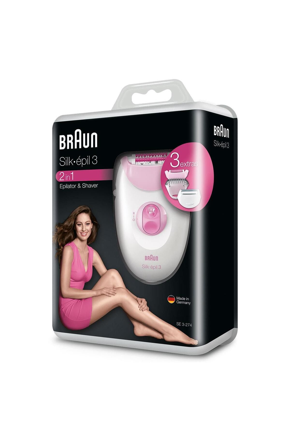 Braun Silk-épil 3 3274 Epilatör - 2 Ek Ataşmanlı Kablolu Epilatör - Beyaz/pembe-5