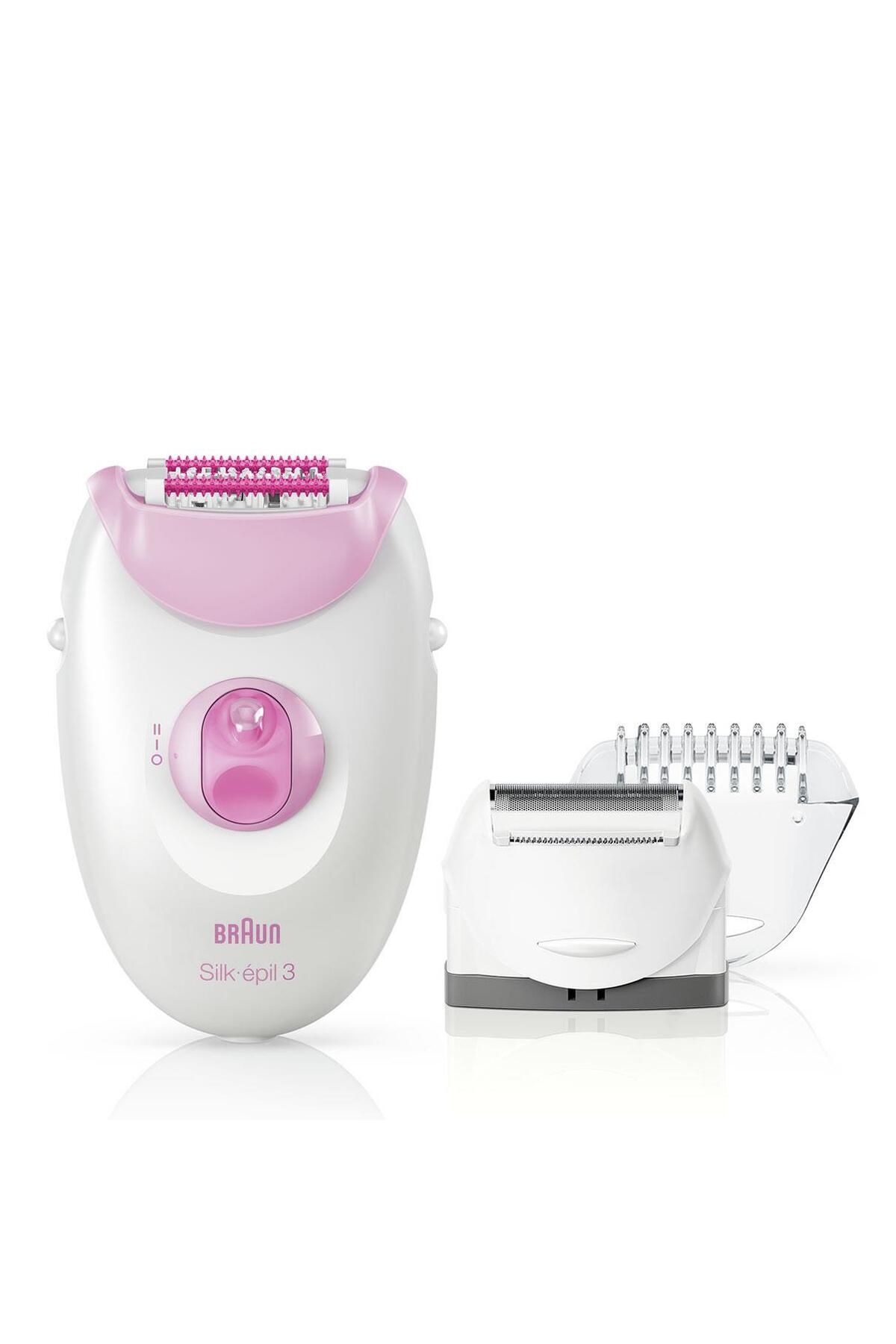 Braun Silk-épil 3 3274 Epilatör - 2 Ek Ataşmanlı Kablolu Epilatör - Beyaz/pembe