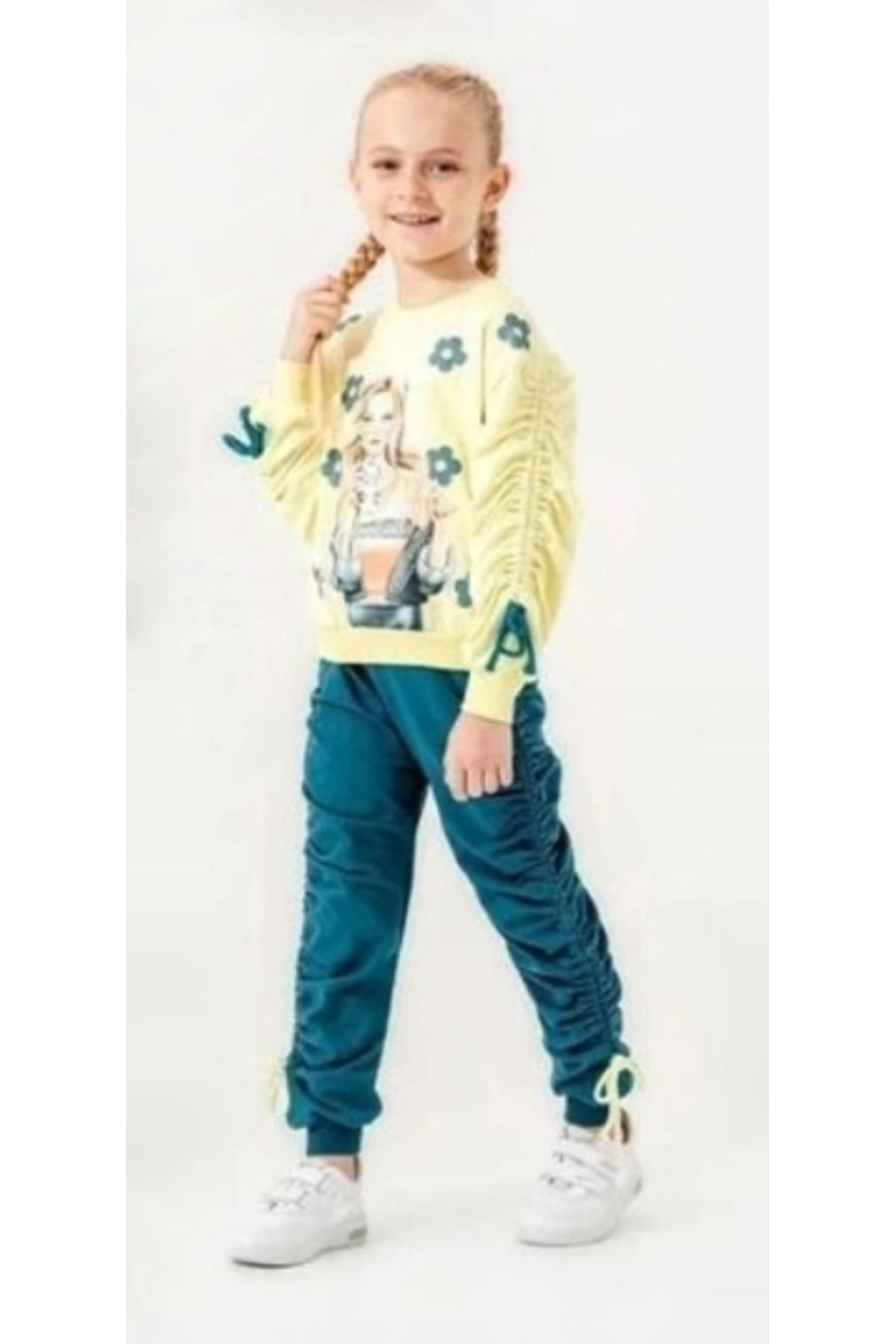 Moonstar-Girl's Digital Print Side Drawstring Tracksuit Set 1