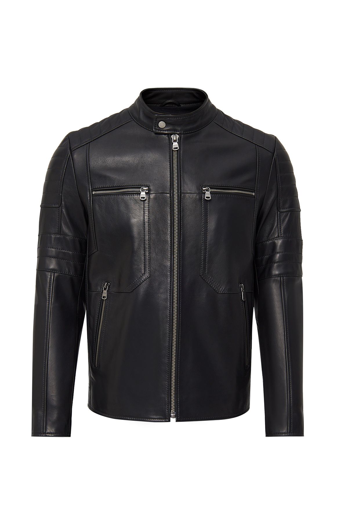 Derimod-Morant Men's Black Judge Collar Leather Jacket 24Wgf6554Ve 1