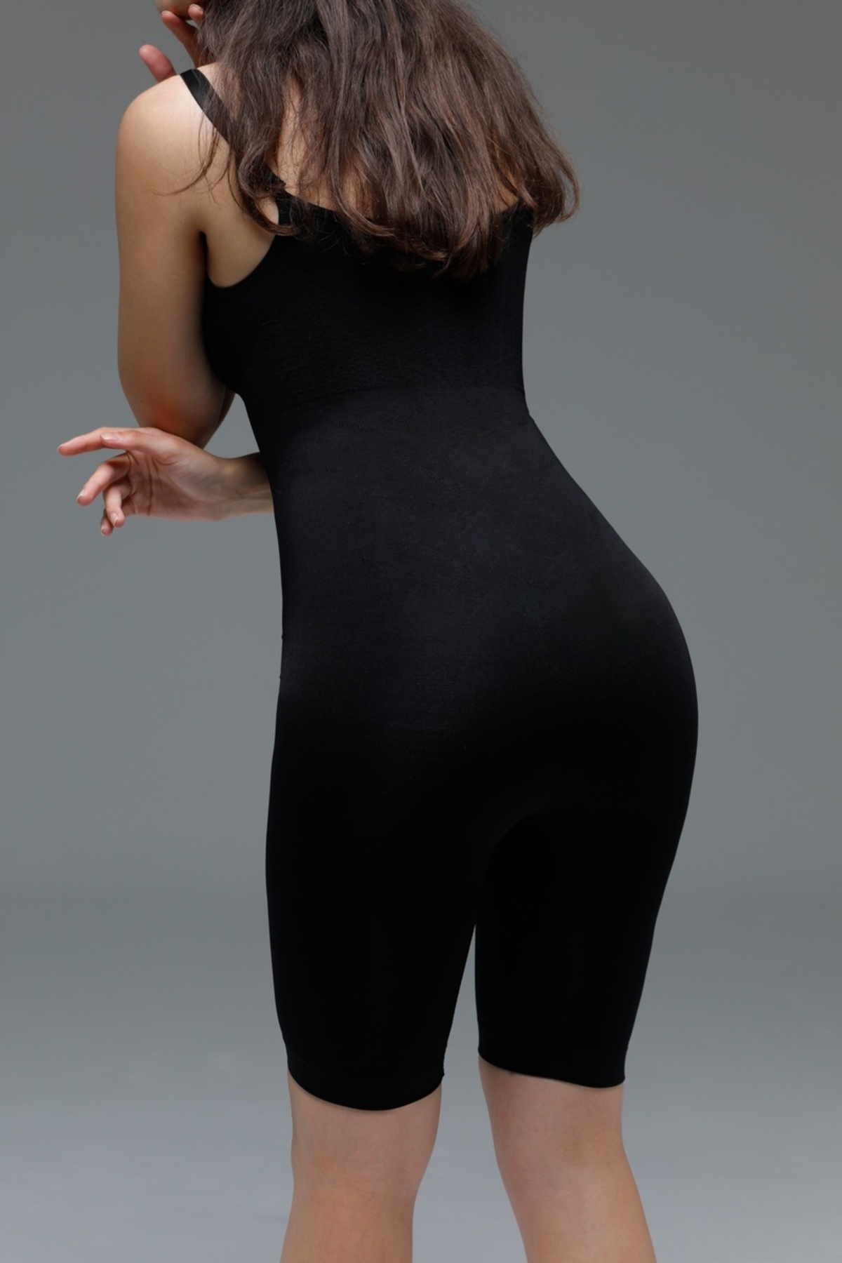 MİSTİRİK-Larix Model Full Length Sports Corset Jumpsuit Corset 5 Zone Effective Push Up Corset Black Color 2