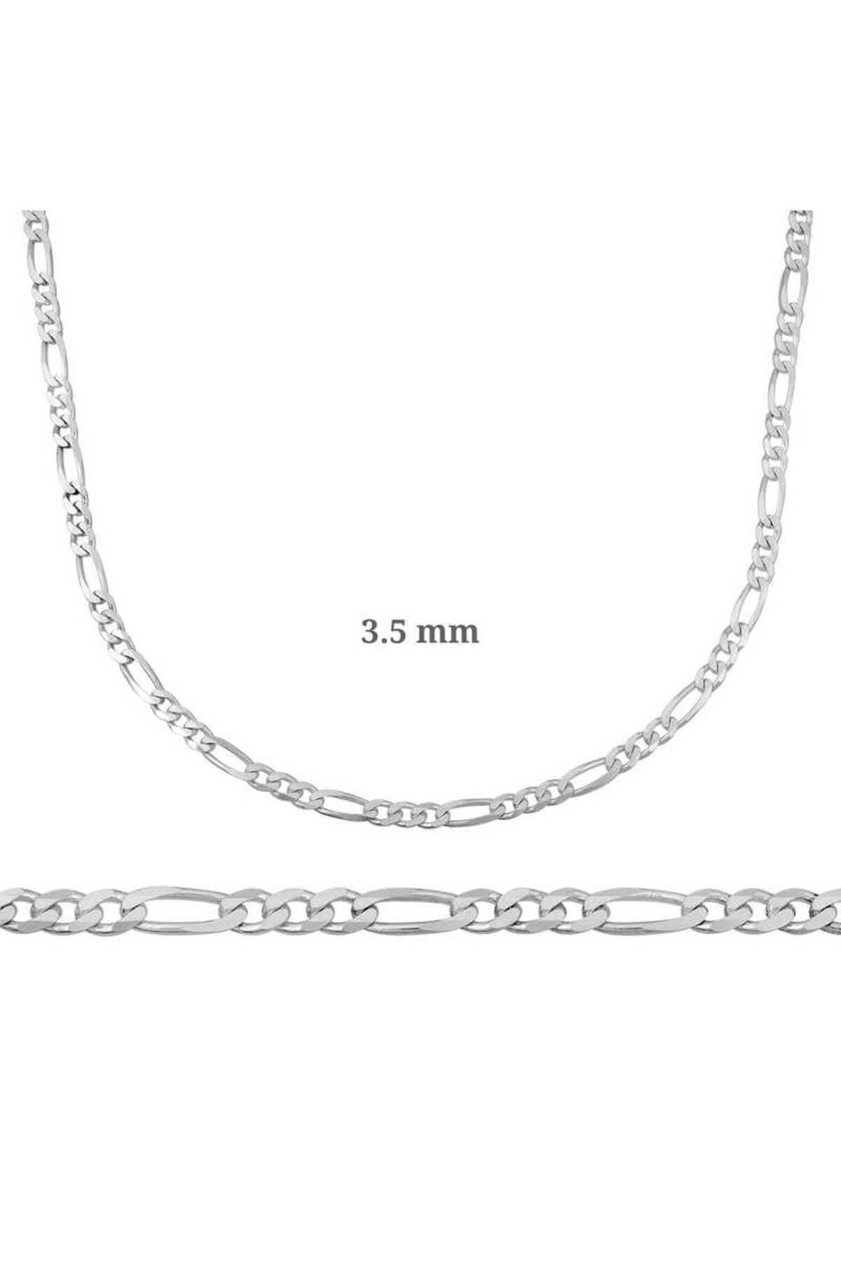 BESKAR 3.5 mm Gümüş Figaro Zincir 100 mikron
