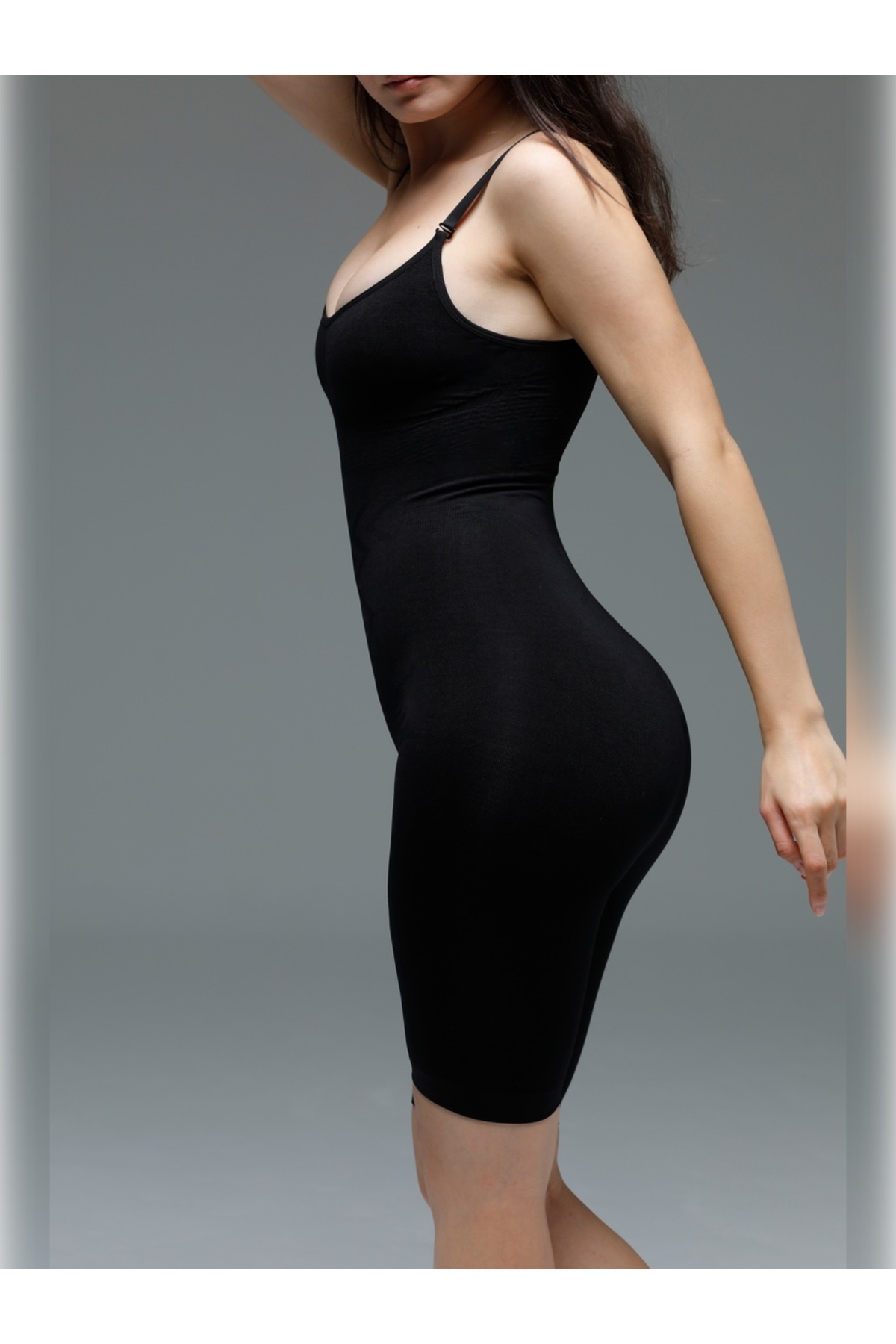 MİSTİRİK-Larix Model Slimming And Firming Knitted Model Full Length Corset Jumpsuit Black Color 3