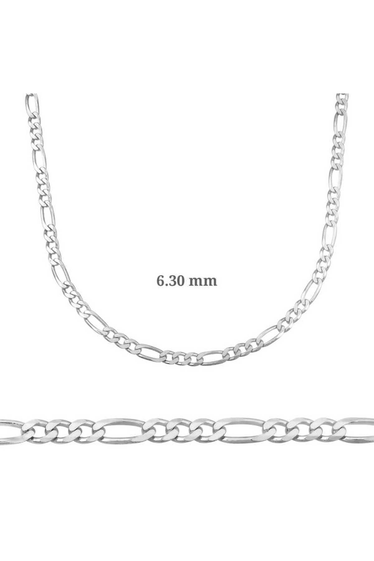 BESKAR 6.30 mm Gümüş Figaro Zincir 180 mikron