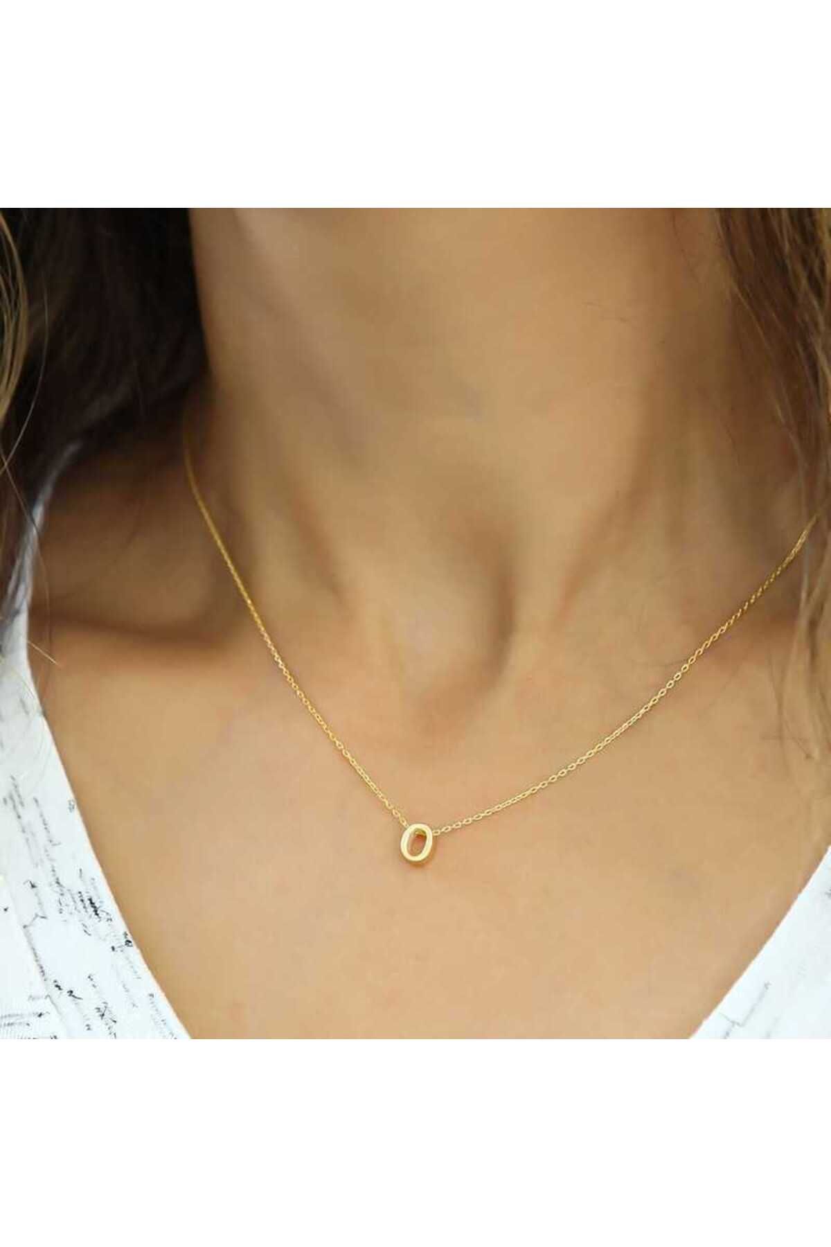 Tradivent Gümüş Gold 3 Boyutlu Harf O Kolye