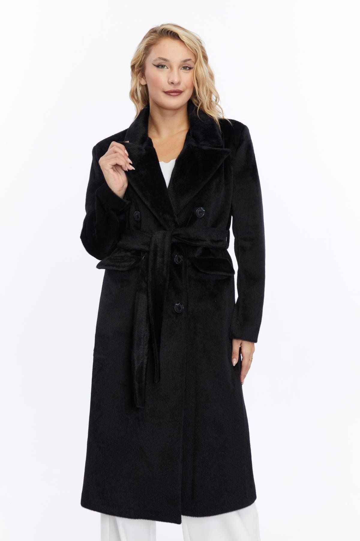 Appleline-Black Fox Fur Women's Long Coat 1