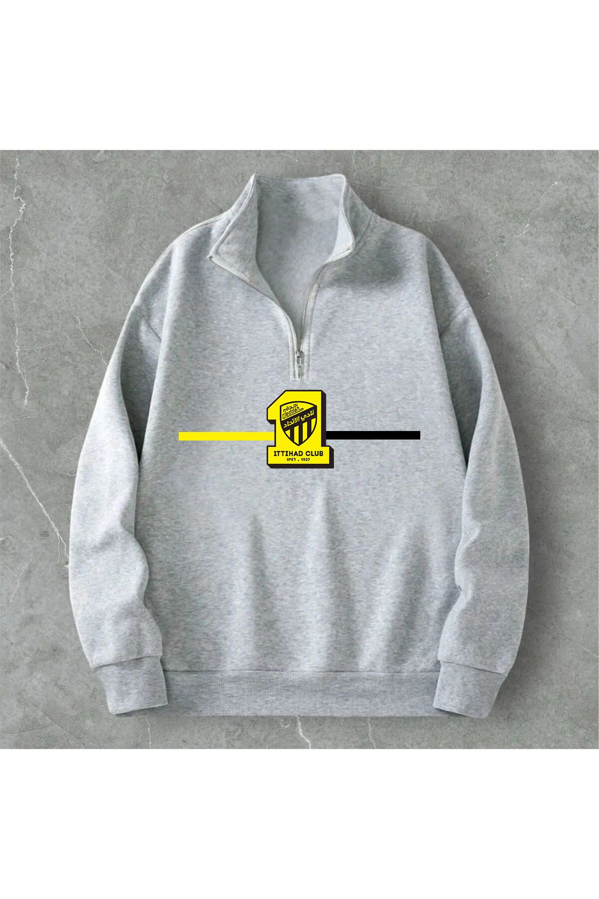 Pisa Art Al İttihad Minimalist Özel Tasarım Yarım Fermuarlı Taraftar Sweatshirt