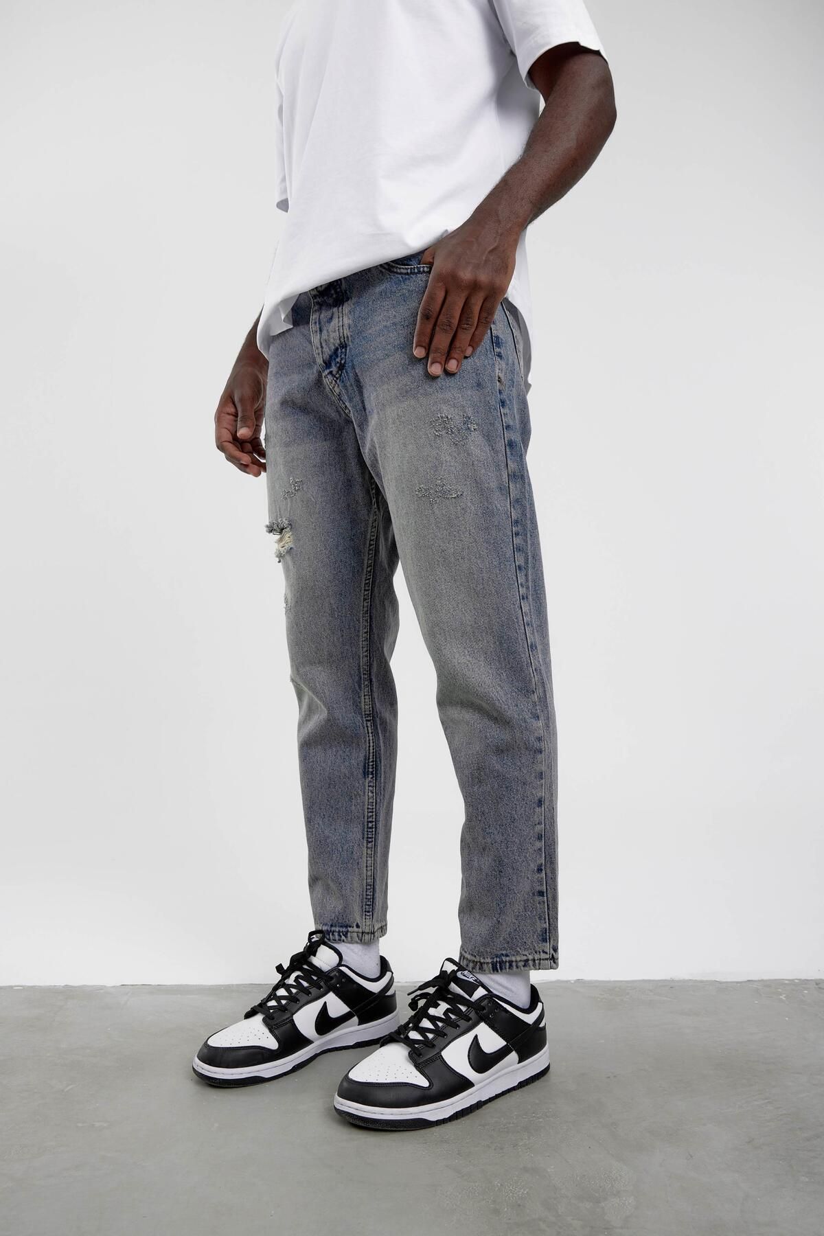 NOMARC-Navy Blue KP-389-1 BF Ripped Detailed Jean 5