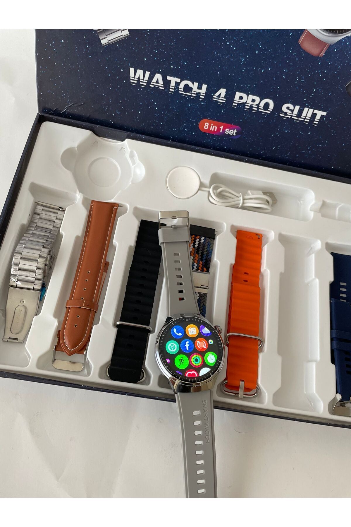 Raees Pro RAEES Watch 4 pro Suit 7 Kordonlu Yuvarlak Kasa Erkek Sesli Görüşme ...